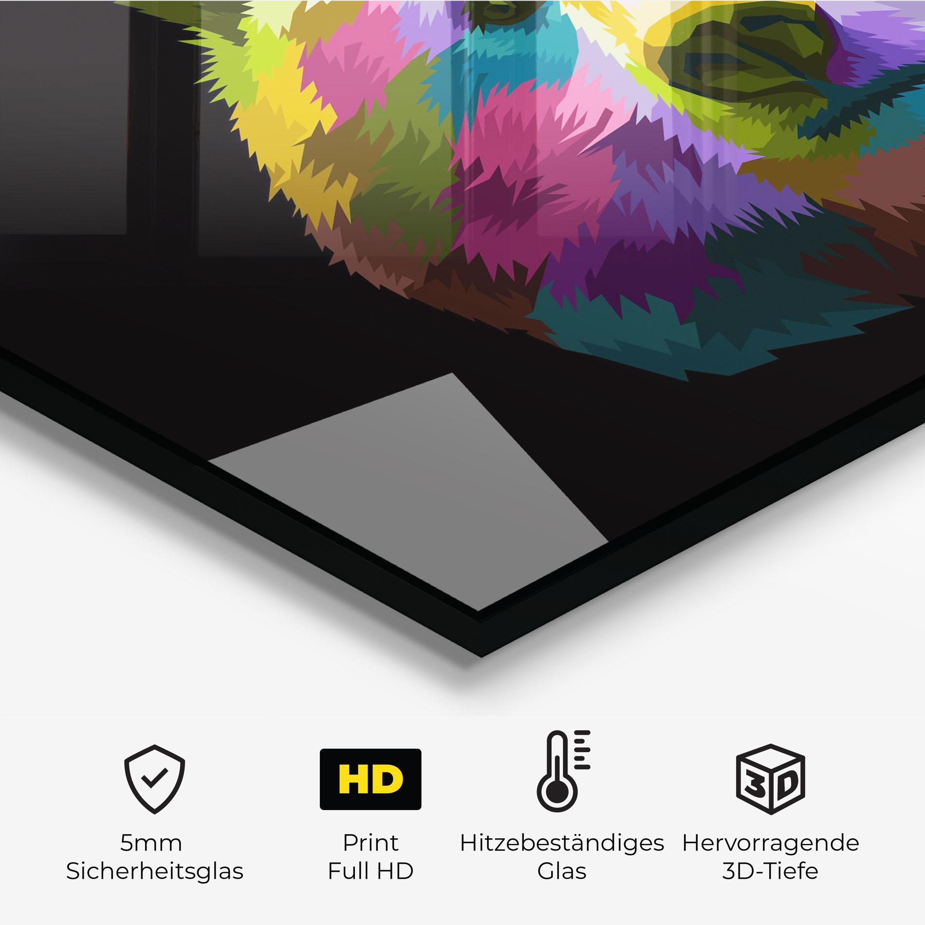 Küchenrückwand Glas Colorful Bear Head mockup 2