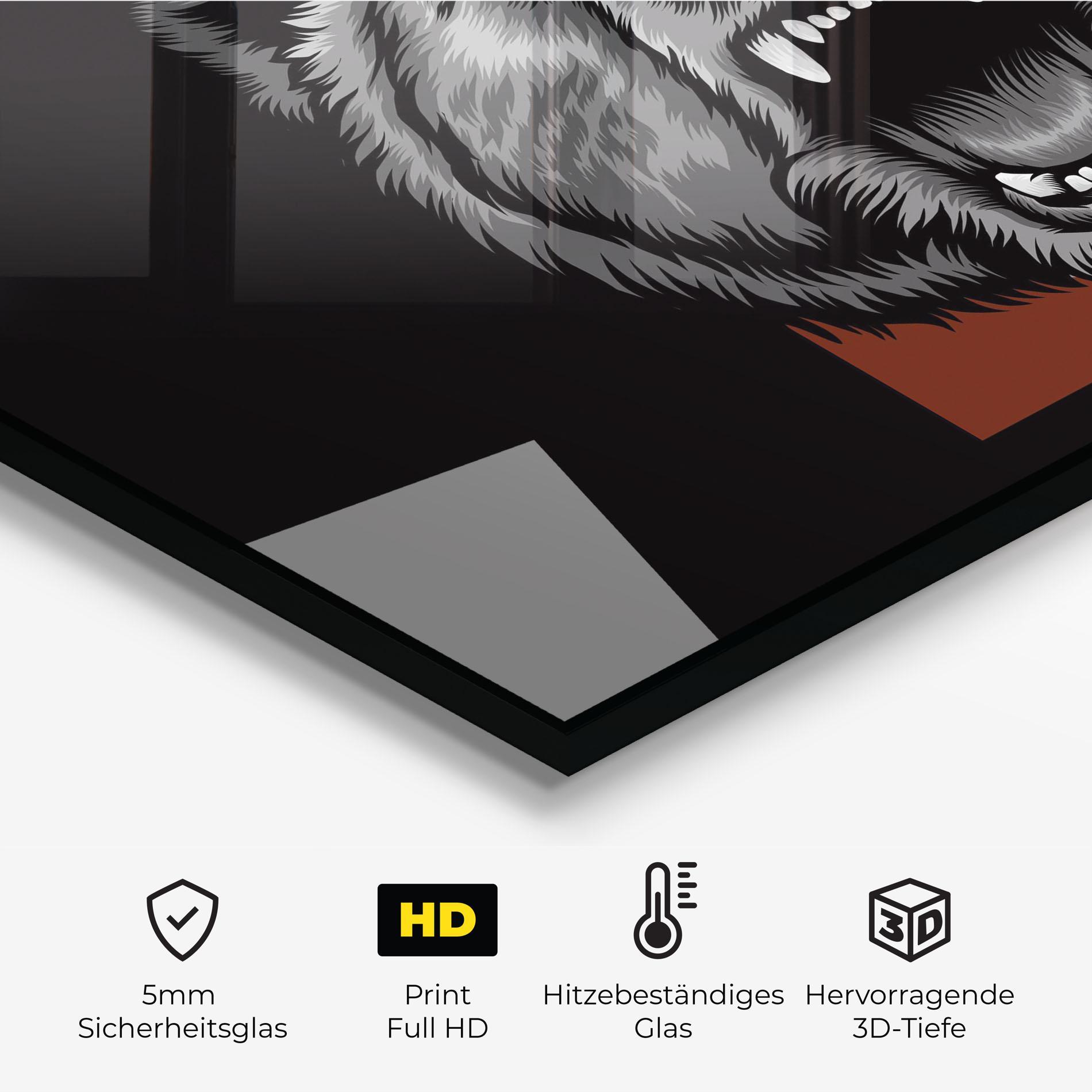 Küchenrückwand Glas Grey Bear Head mockup 2