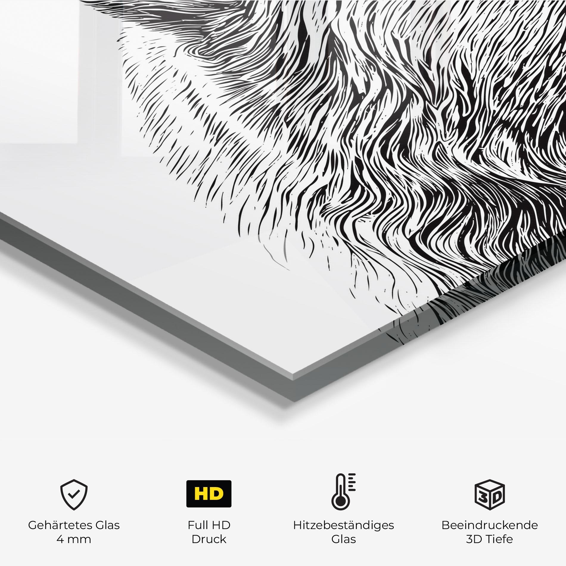 Küchenrückwand Glas Bear Portrait Line mockup 2