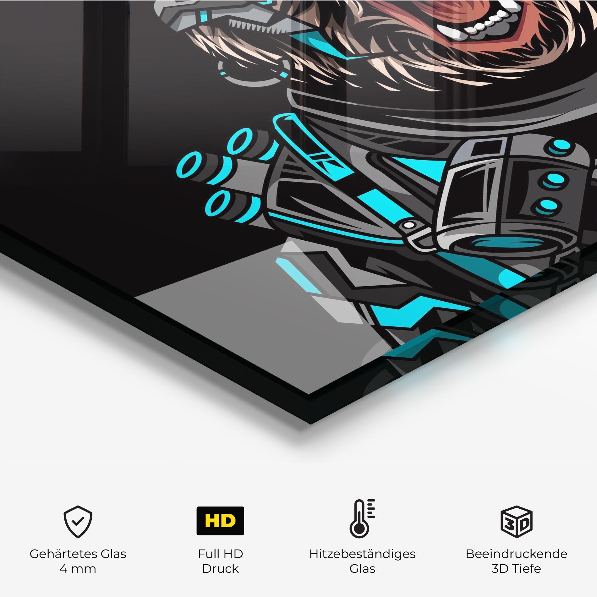 Küchenrückwand Glas Black Cyborg Bear mockup 2