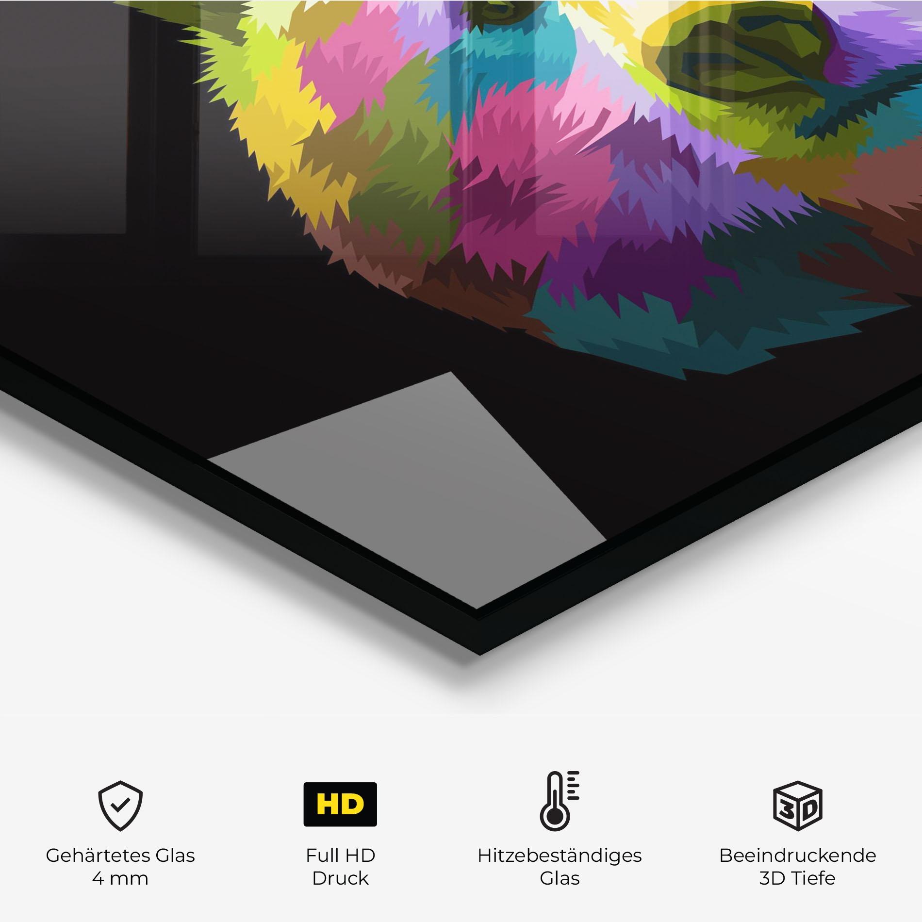 Küchenrückwand Glas Colorful Bear Head mockup 2