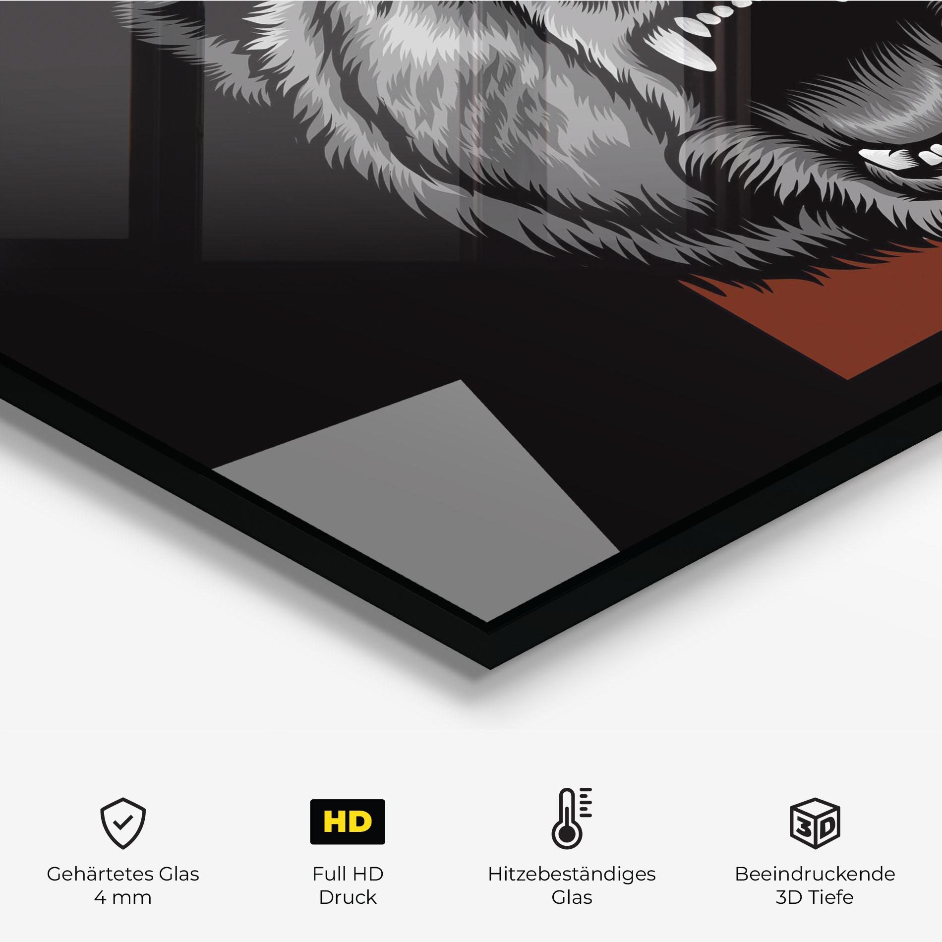 Küchenrückwand Glas Grey Bear Head mockup 2