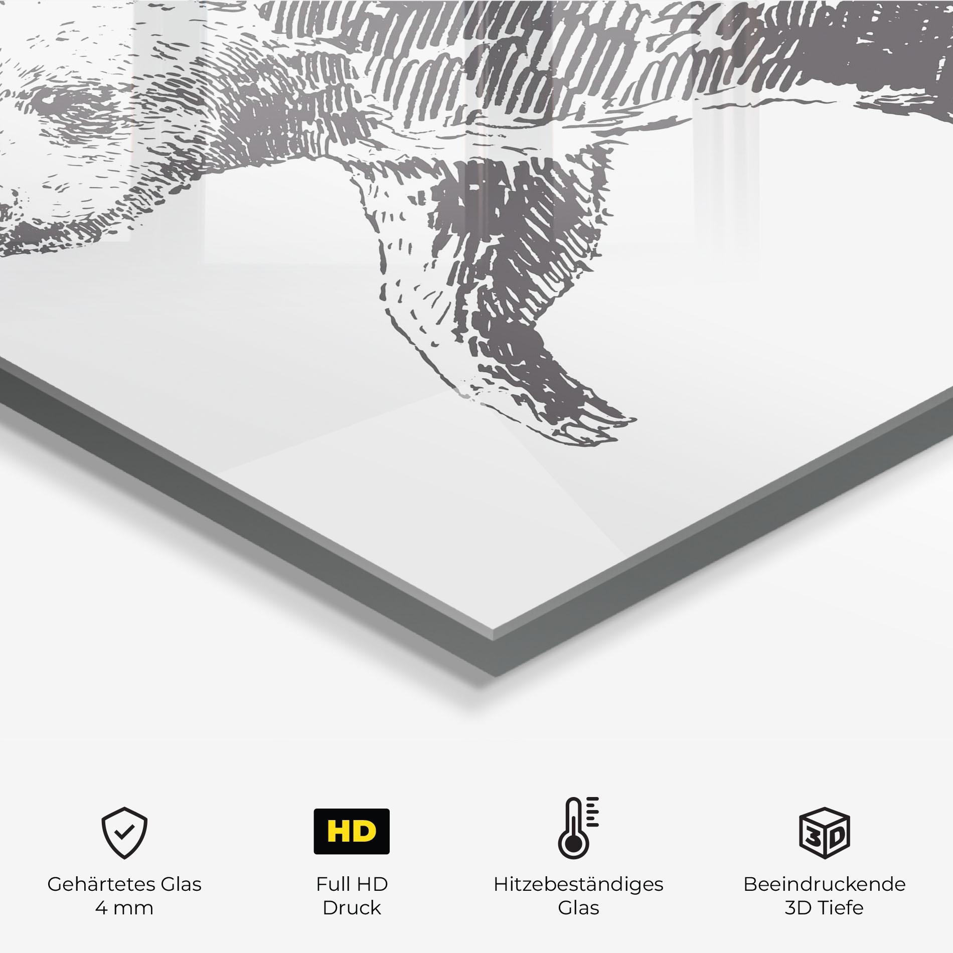 Küchenrückwand Glas Grizzly Shilouette mockup 2