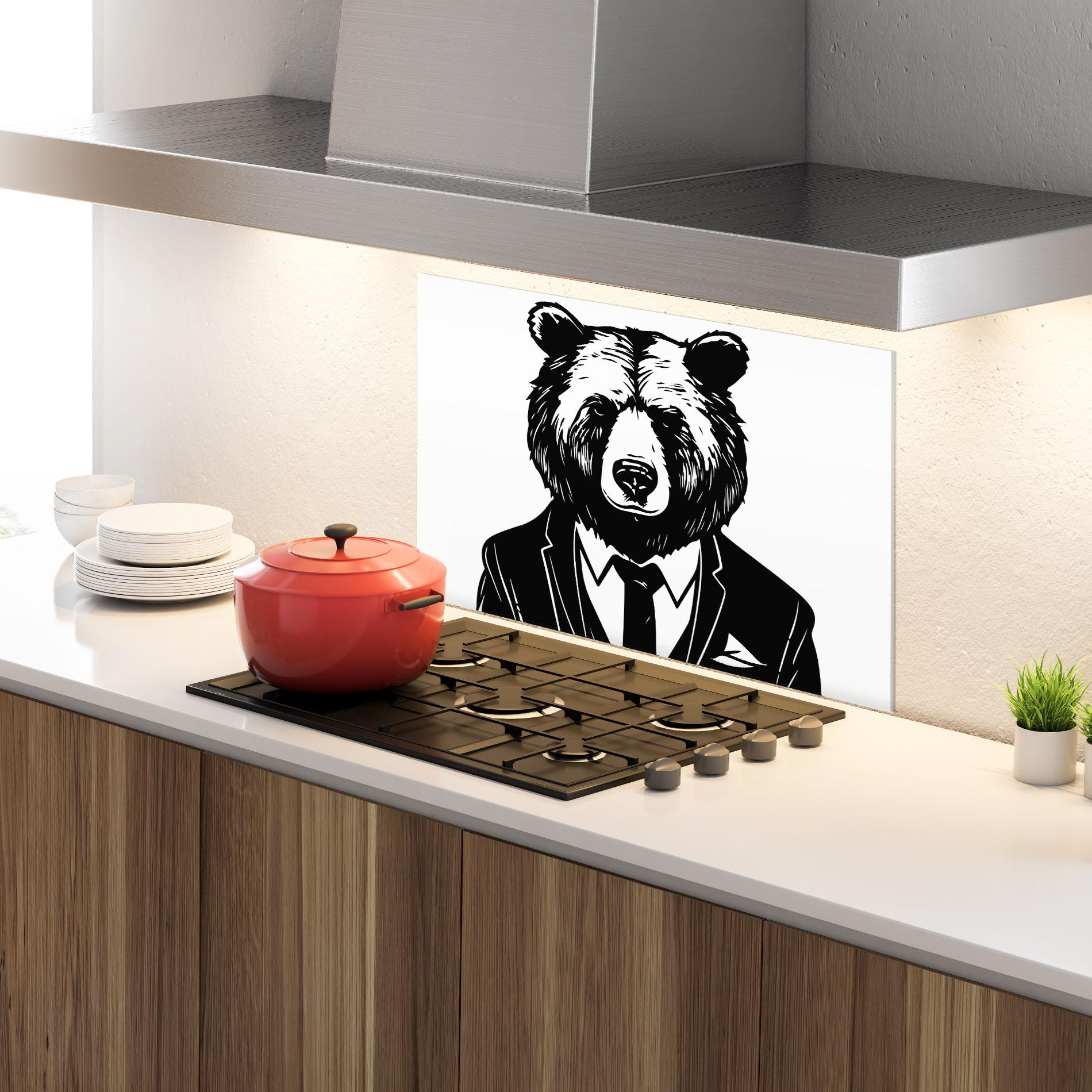 Küchenrückwand Glas Business Bear mockup 4