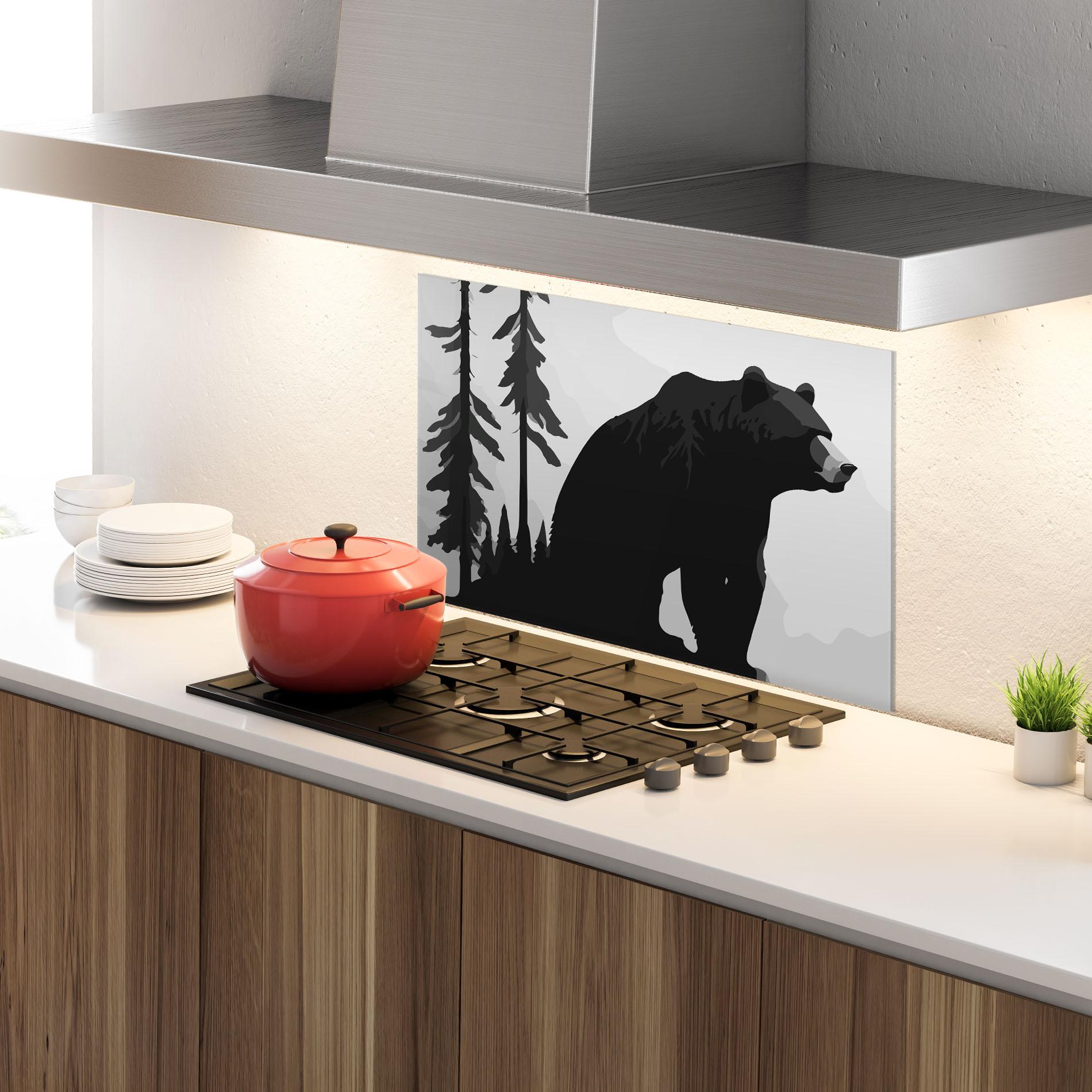 Küchenrückwand Glas Forest Bear mockup 4