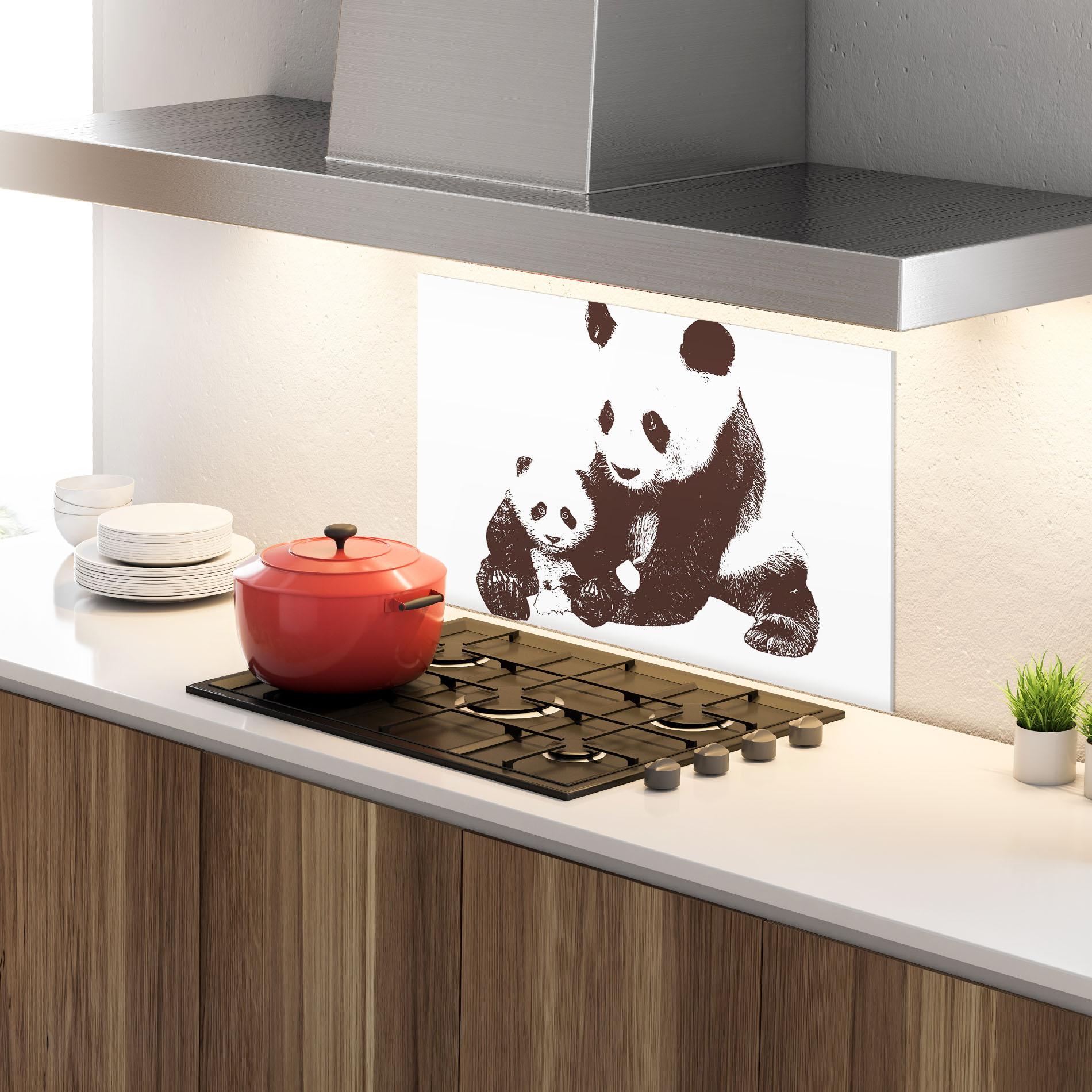 Küchenrückwand Glas Panda Art Family mockup 4