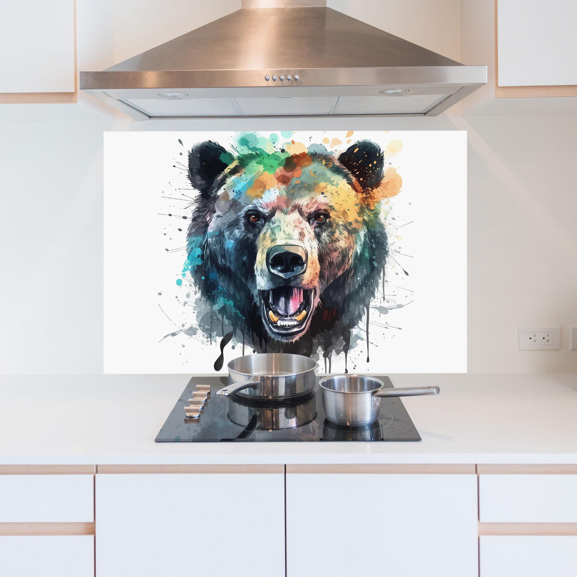 Küchenrückwand Glas Artistic Bear Head mockup 5