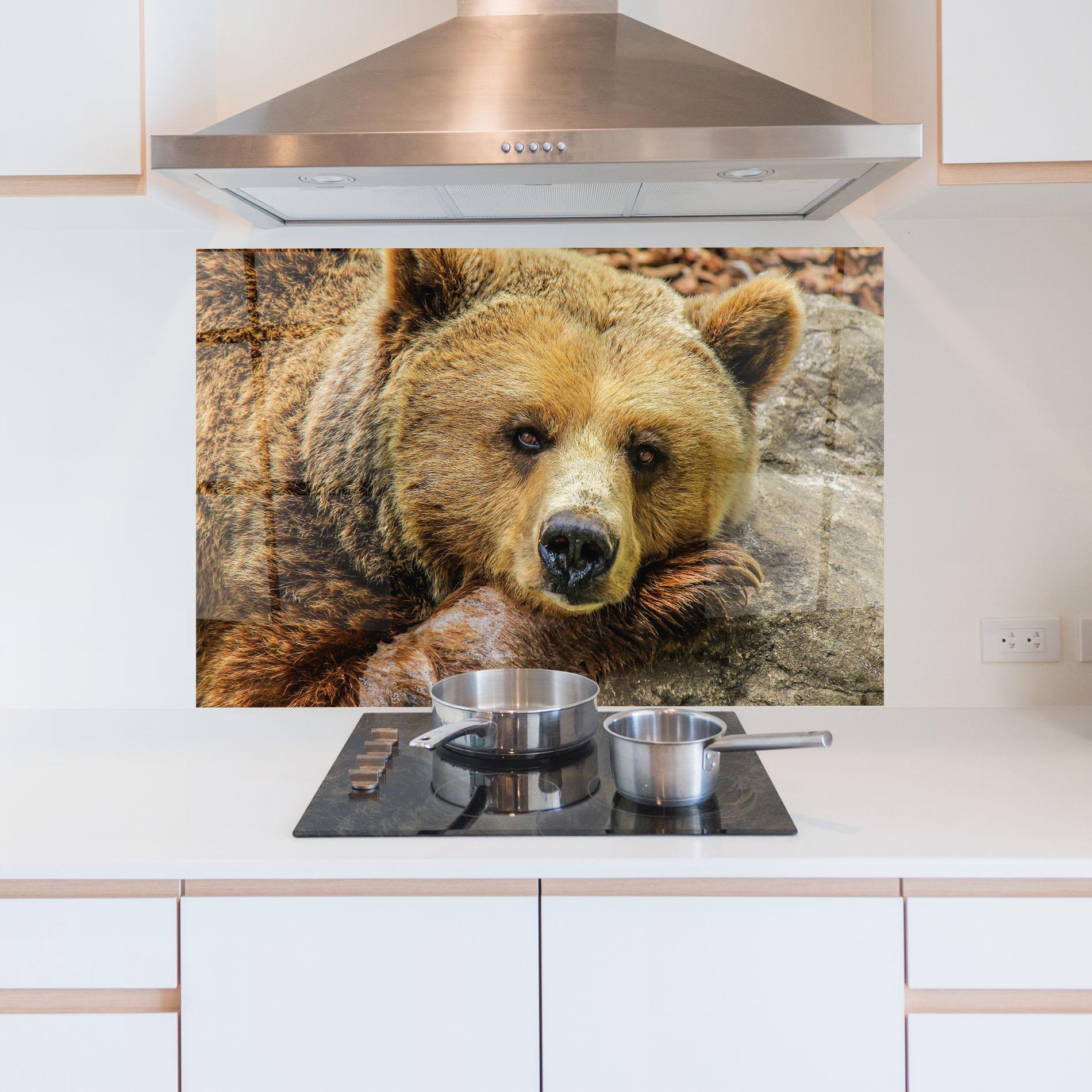 Küchenrückwand Glas Bear mockup 5