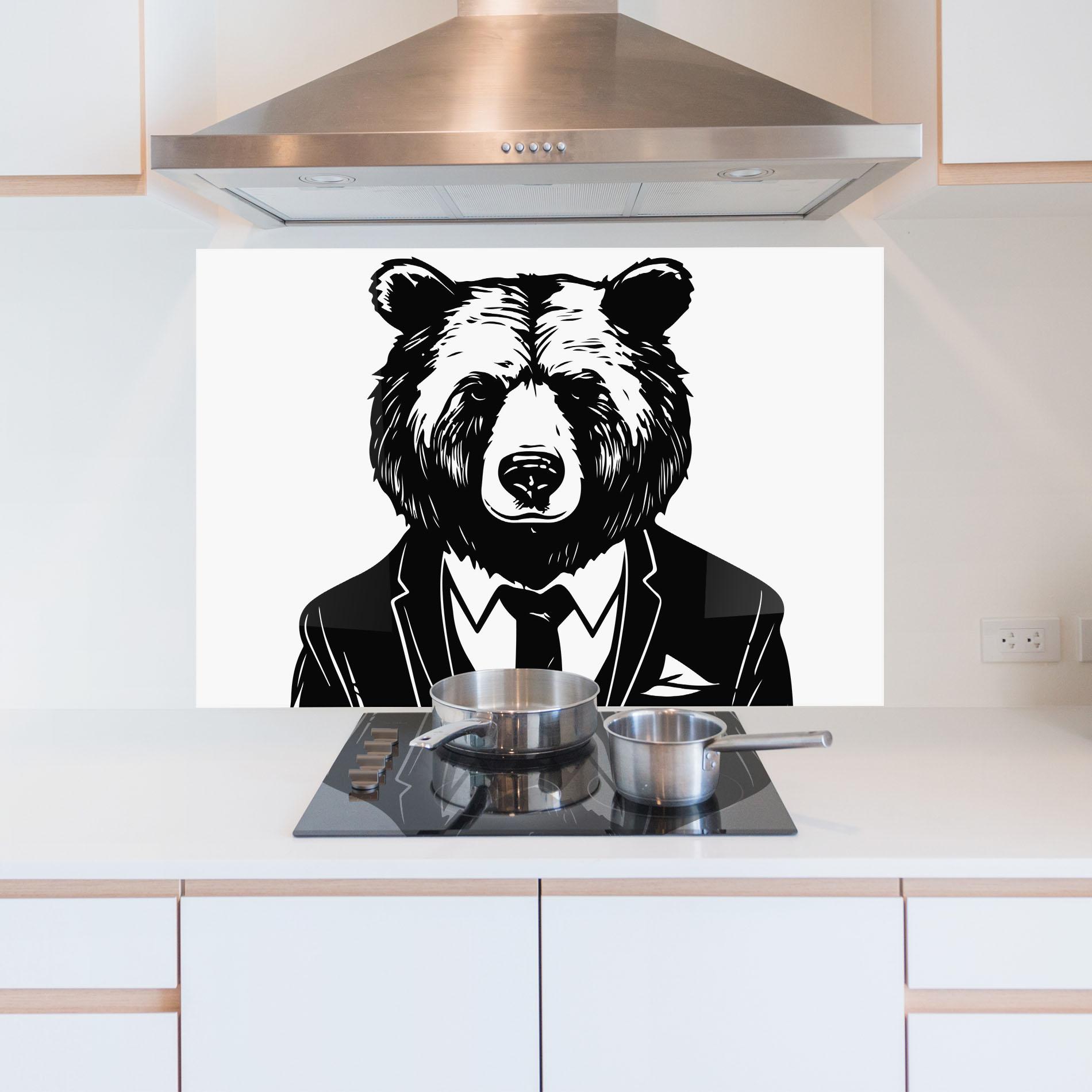 Küchenrückwand Glas Business Bear mockup 5
