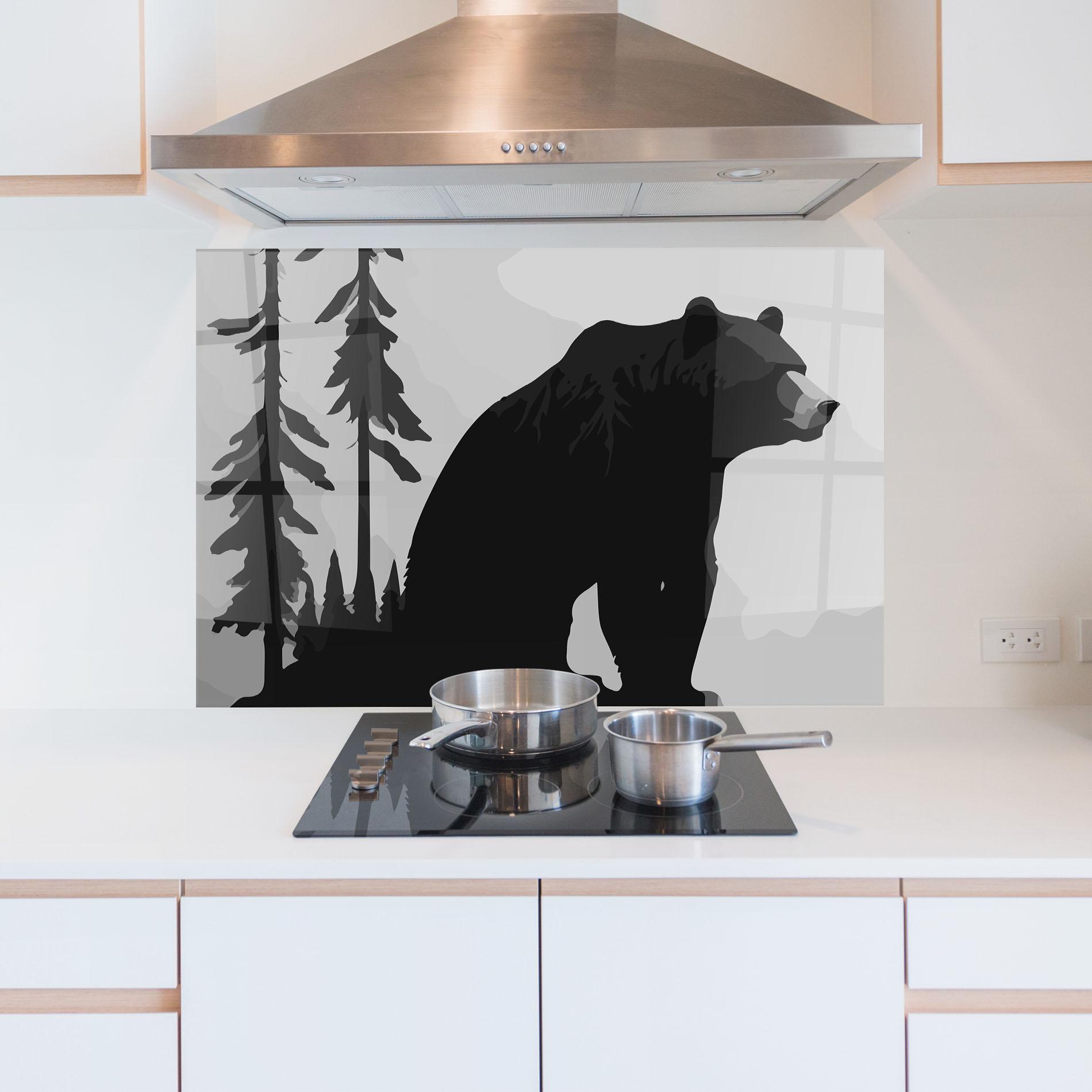 Küchenrückwand Glas Forest Bear mockup 5
