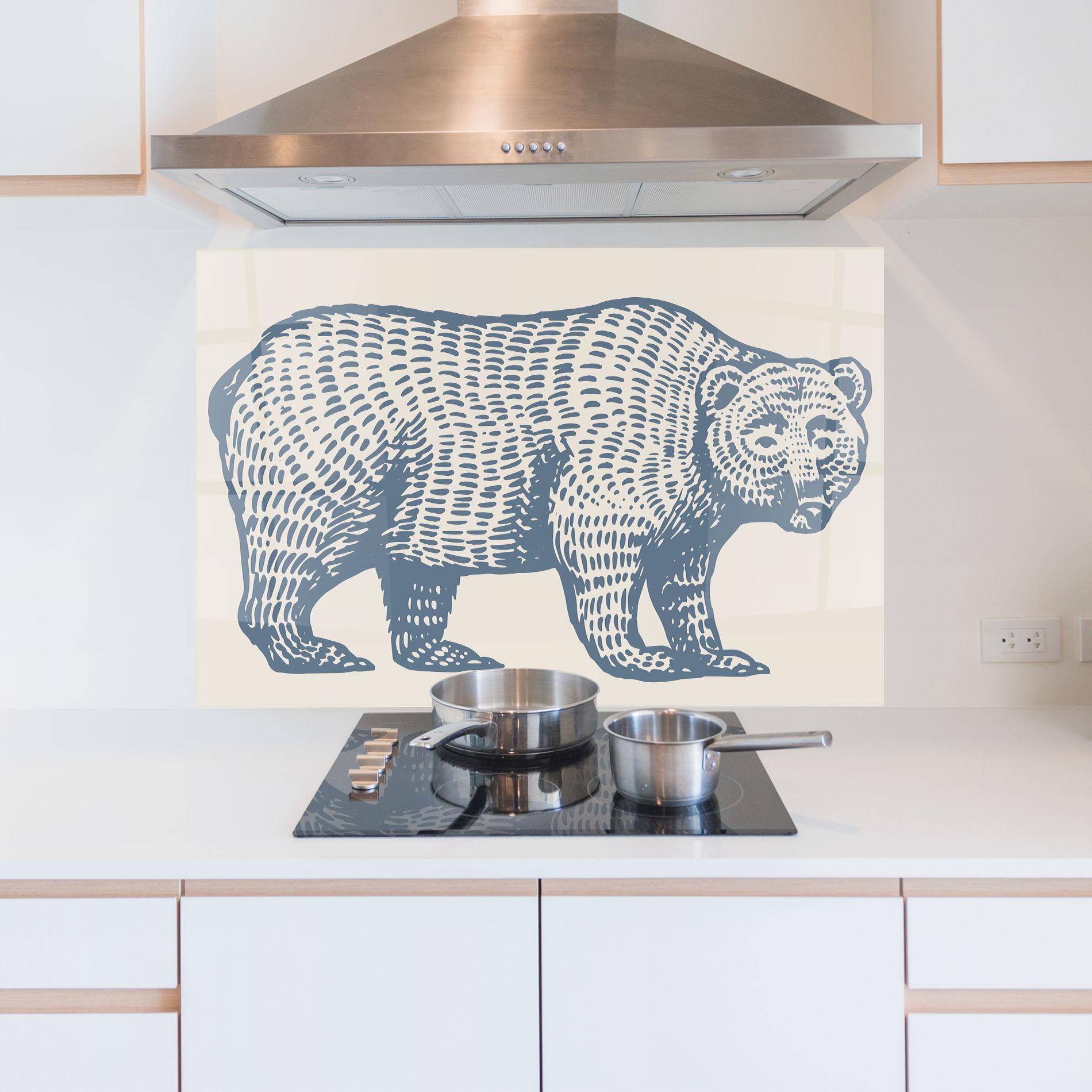 Küchenrückwand Glas Minimalist Blue Bear mockup 5