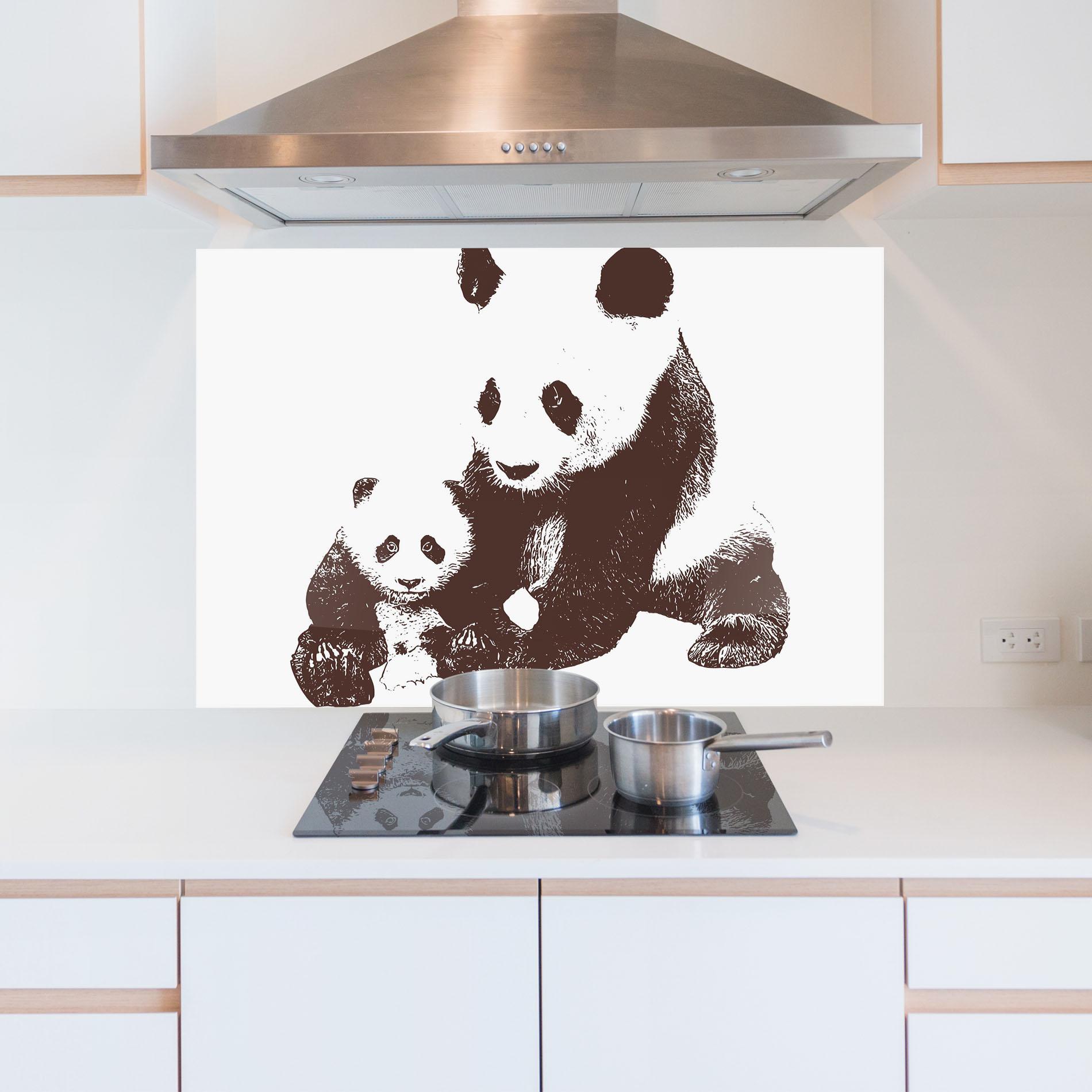 Küchenrückwand Glas Panda Art Family mockup 5