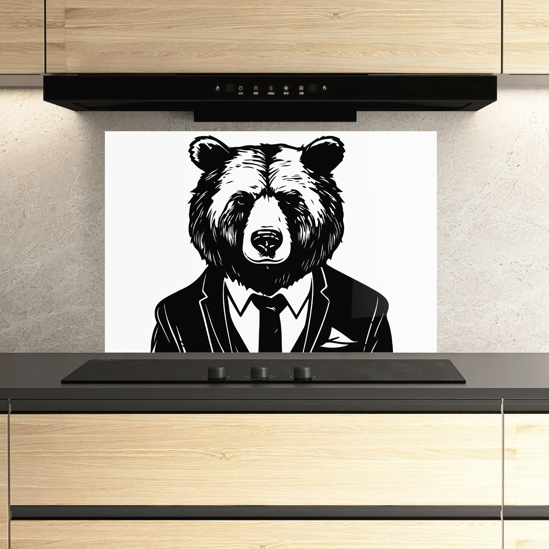 Küchenrückwand Glas Business Bear mockup 3