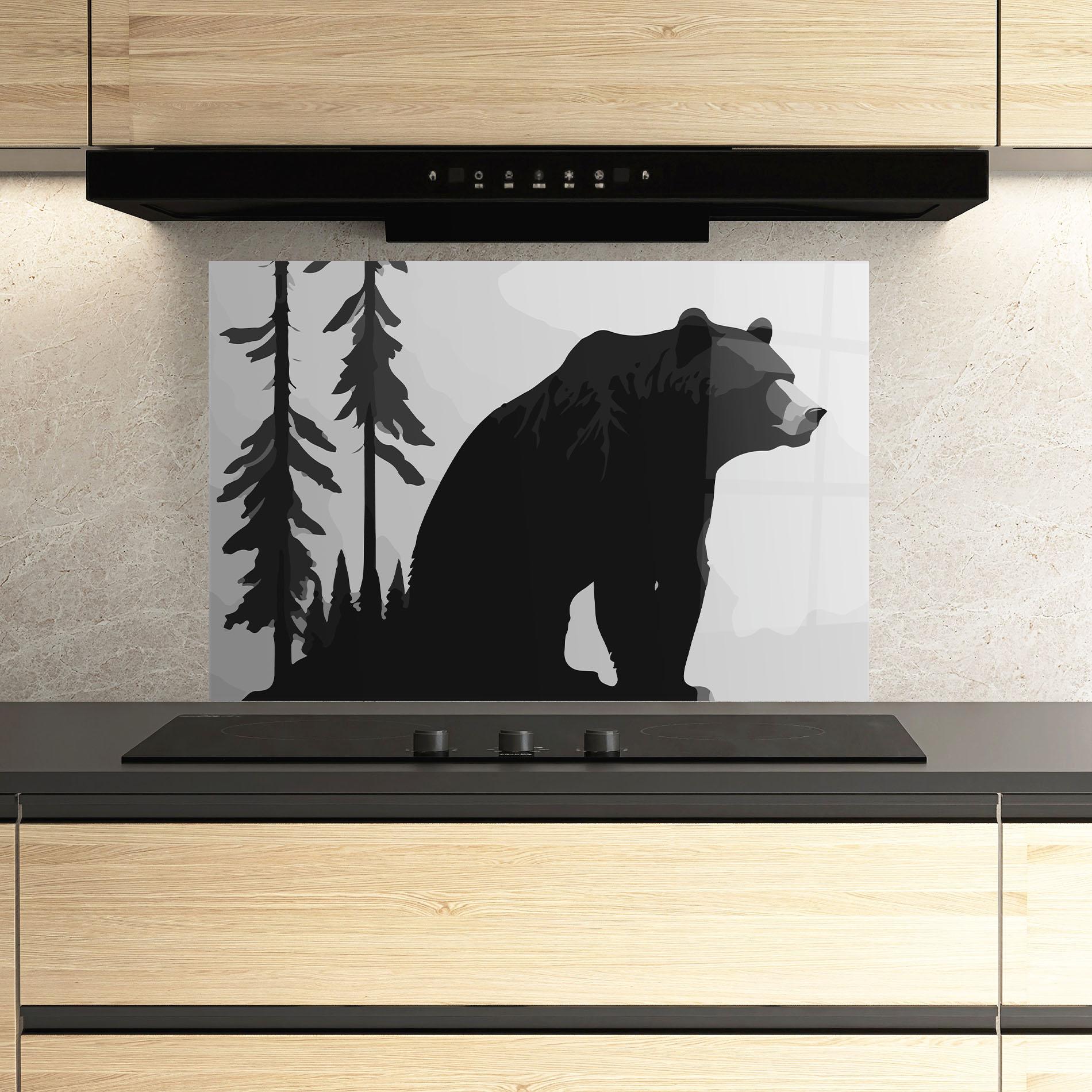 Küchenrückwand Glas Forest Bear mockup 3