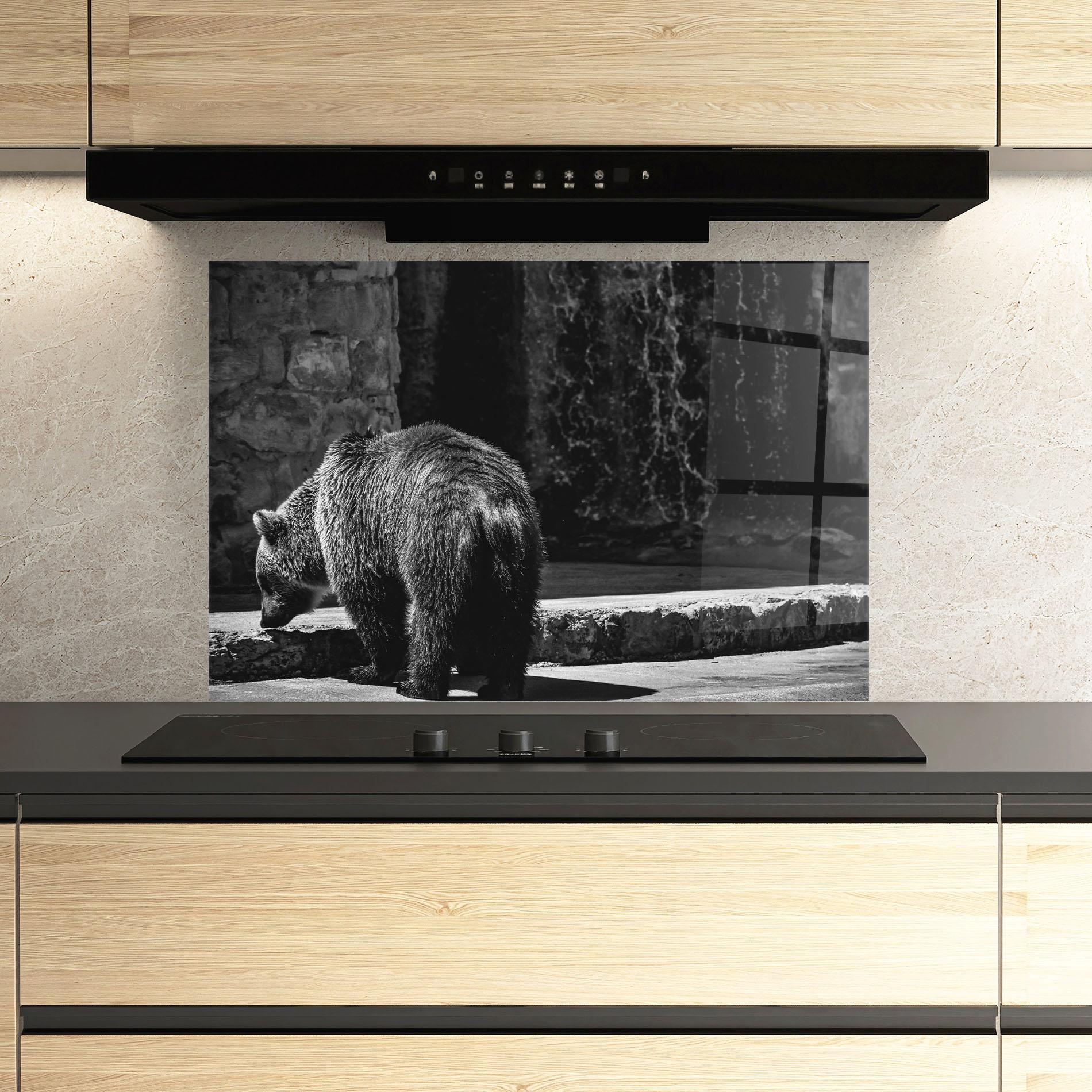 Küchenrückwand Glas Grey Bear mockup 3