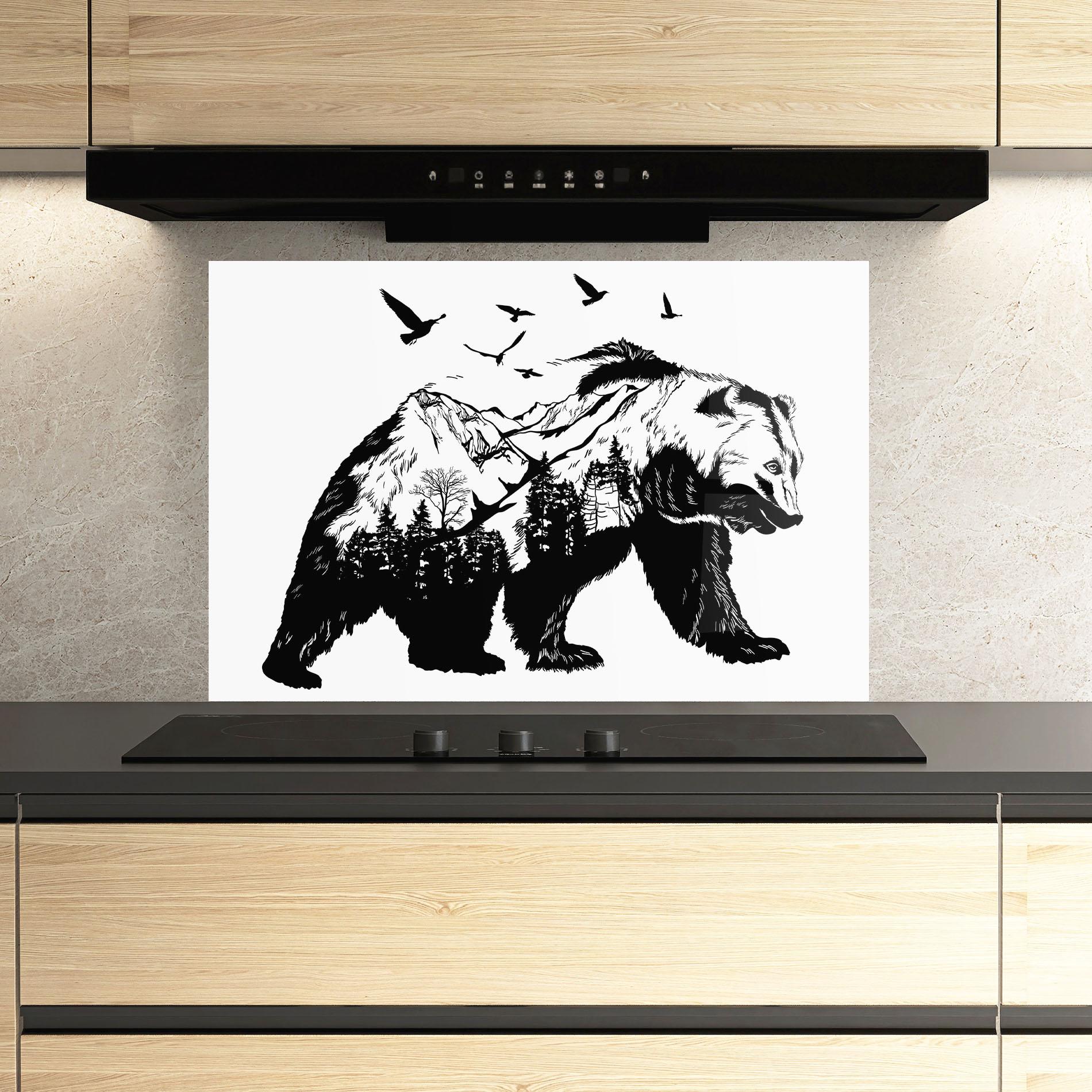 Küchenrückwand Glas Mountain Bear mockup 3