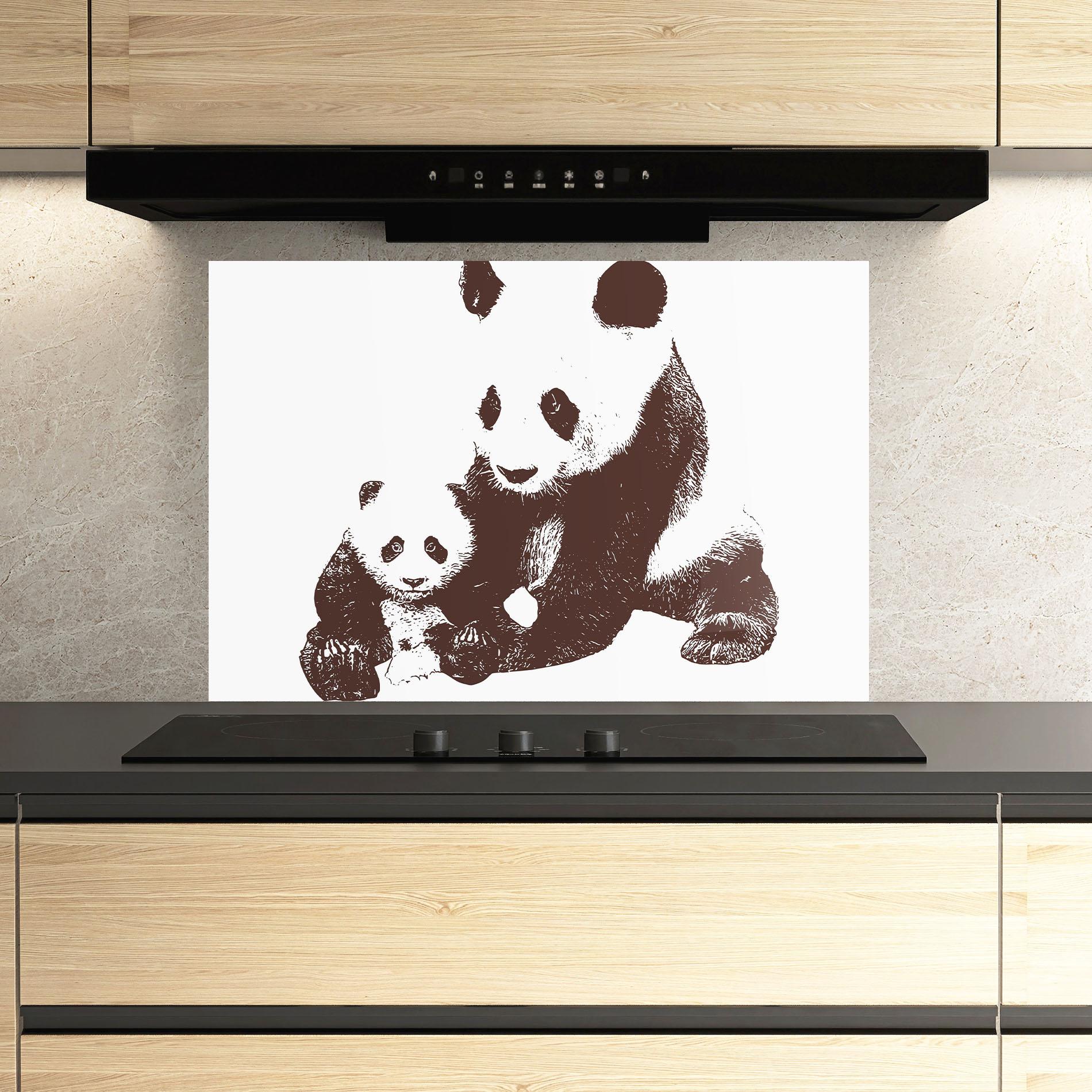 Küchenrückwand Glas Panda Art Family mockup 3