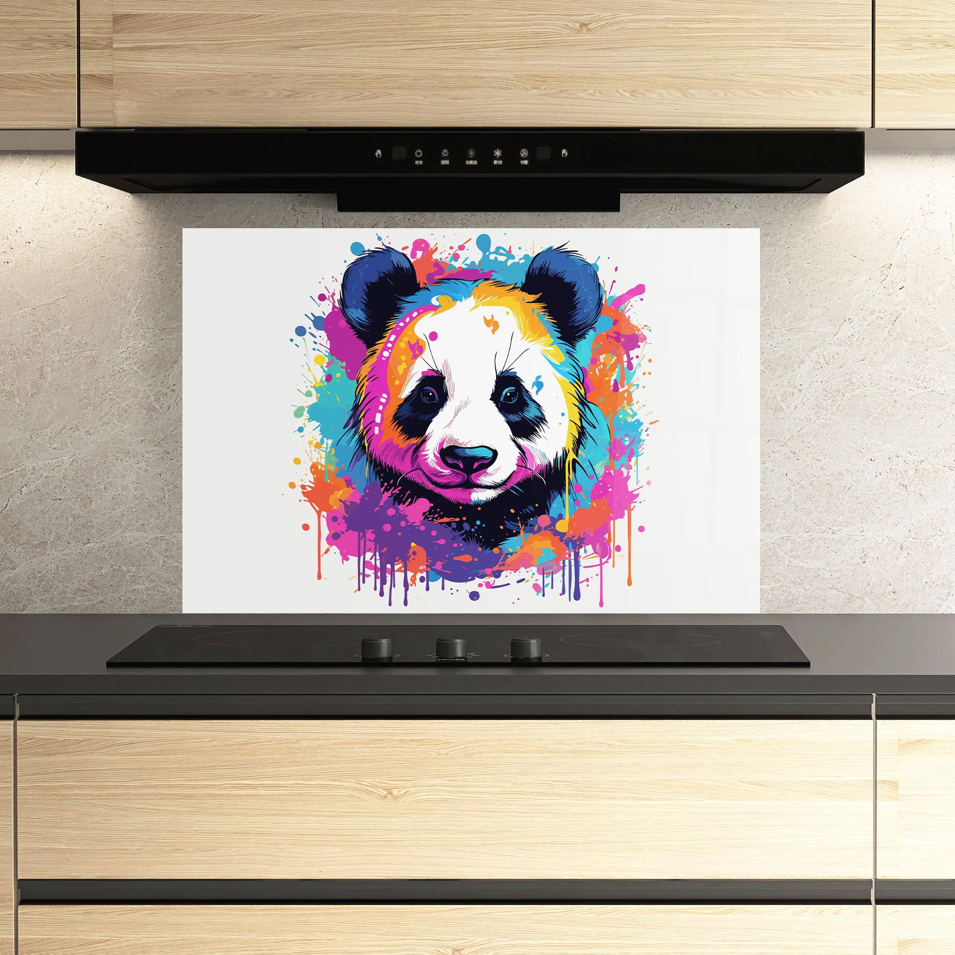 Küchenrückwand Glas Pretty Panda Art mockup 3