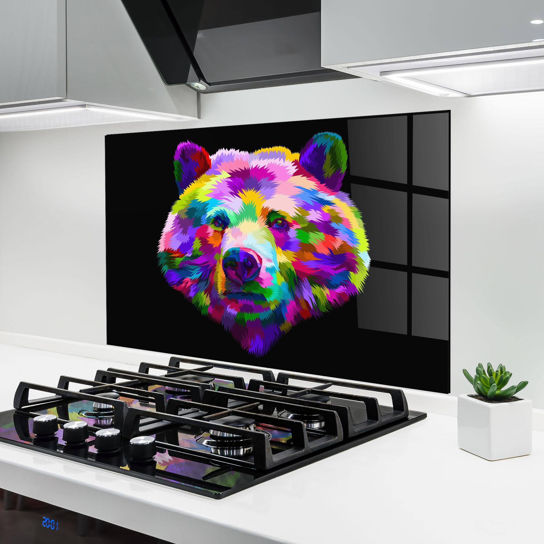 Küchenrückwand Glas Bear Head Art mockup 6
