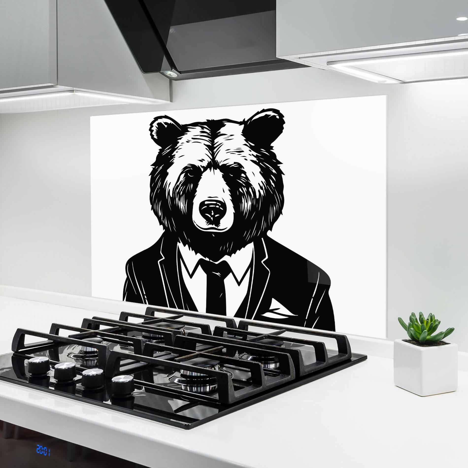 Küchenrückwand Glas Business Bear mockup 6