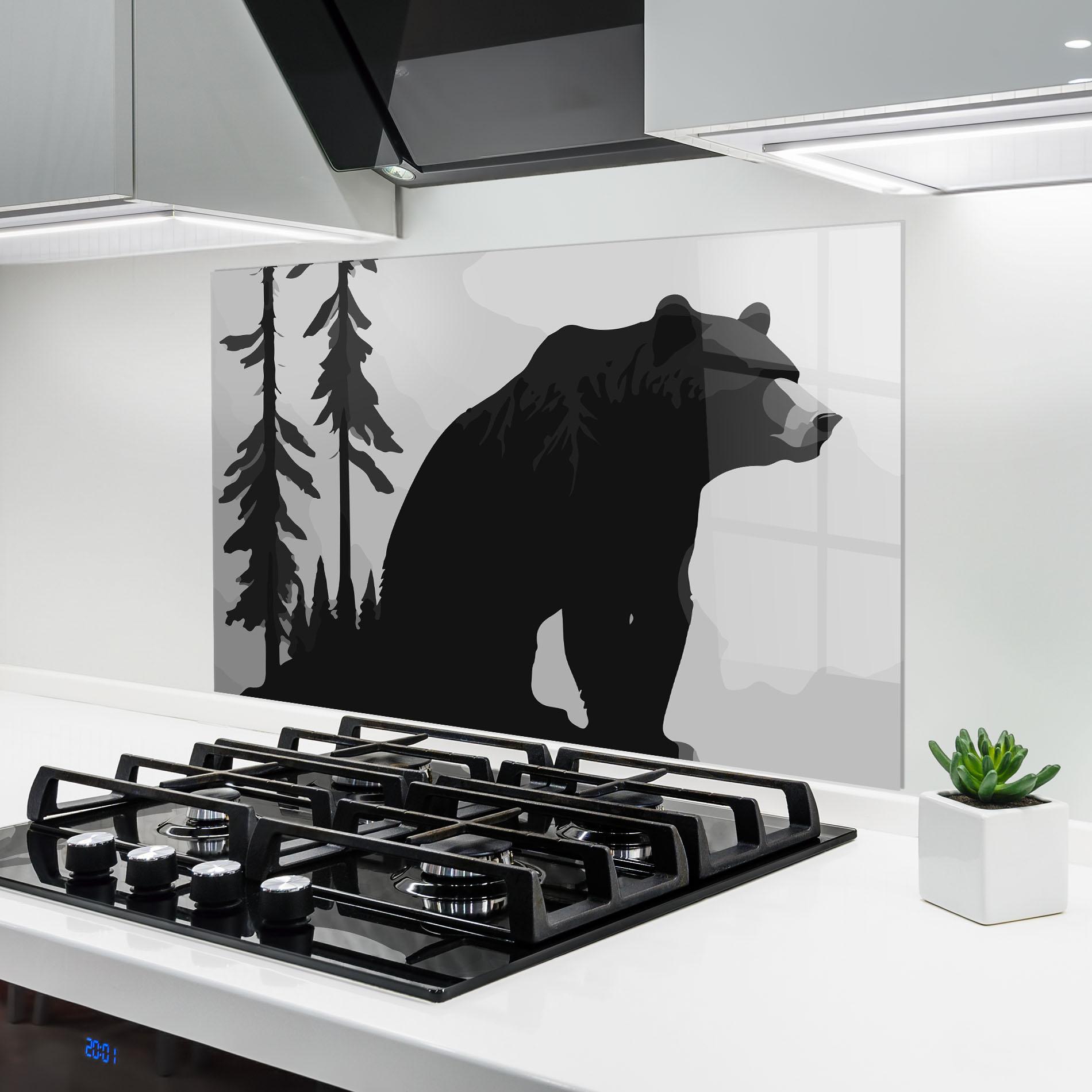 Küchenrückwand Glas Forest Bear mockup 6