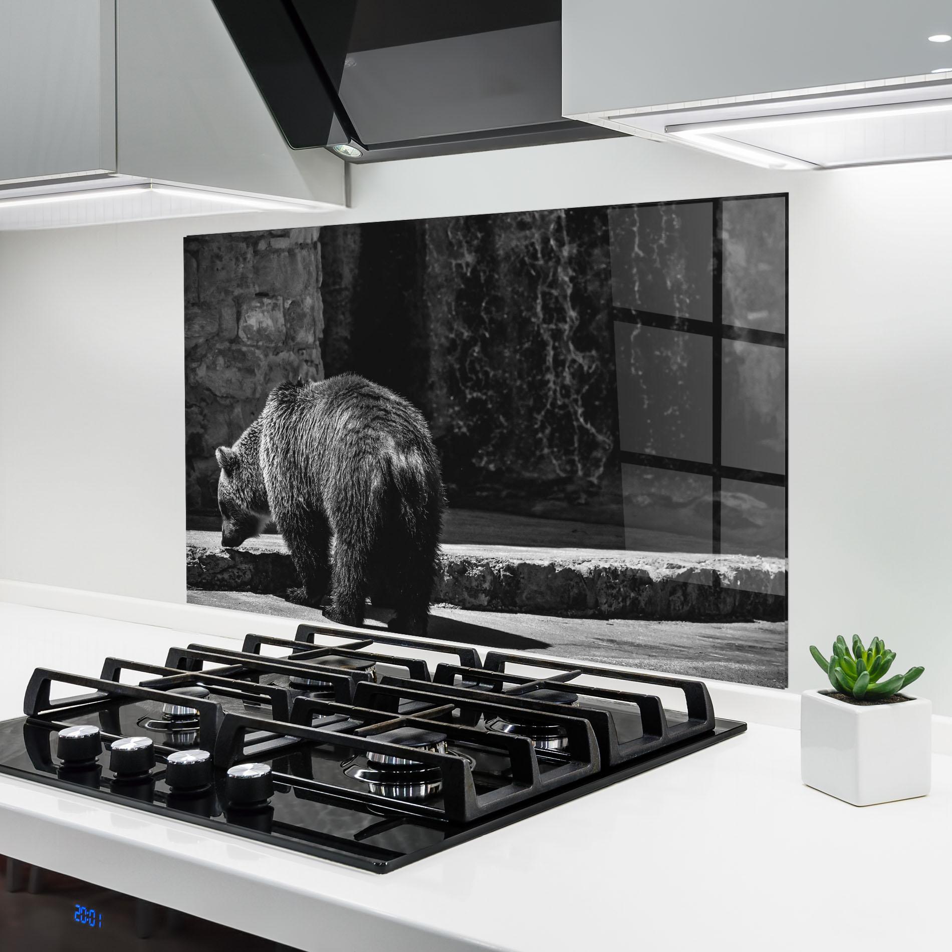 Küchenrückwand Glas Grey Bear mockup 6