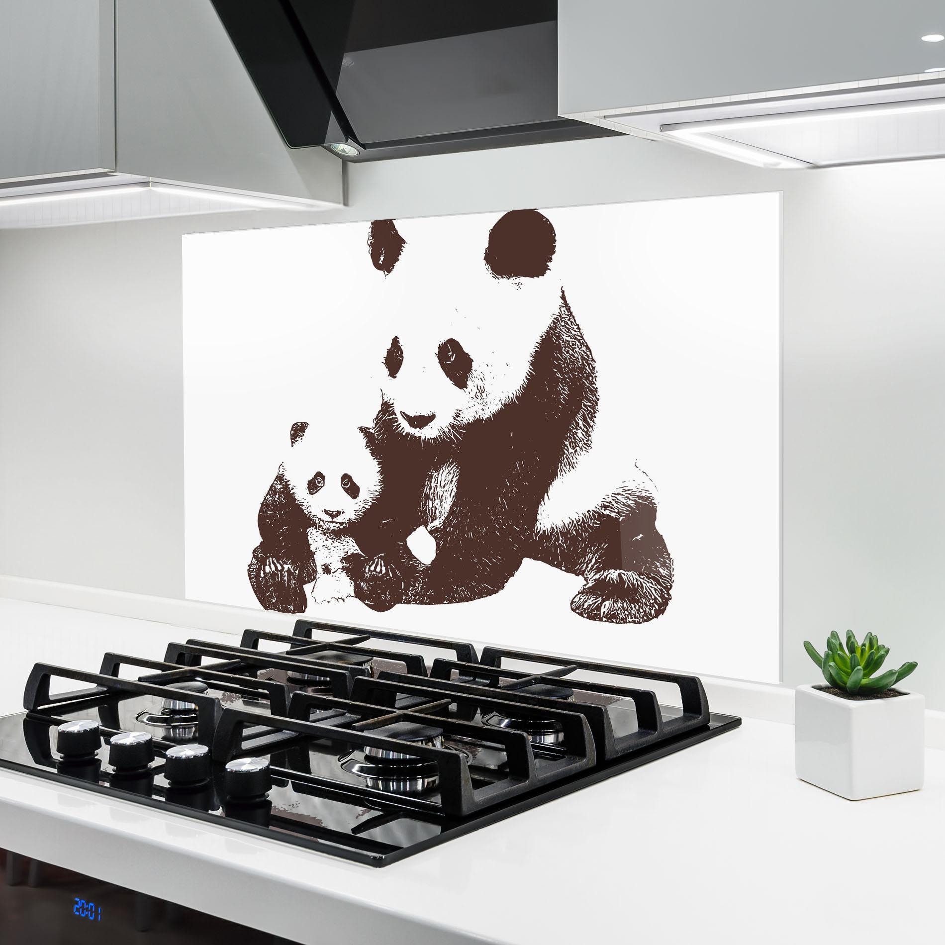 Küchenrückwand Glas Panda Art Family mockup 6