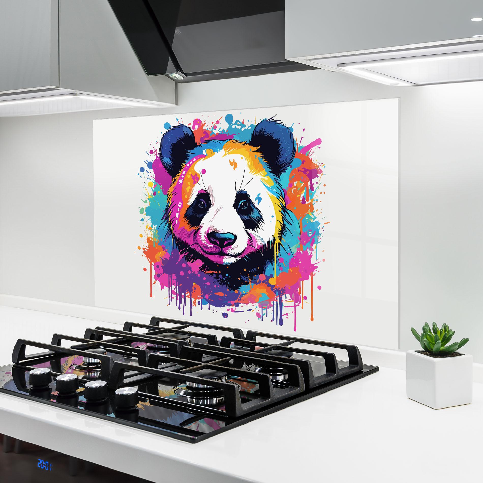 Küchenrückwand Glas Pretty Panda Art mockup 6