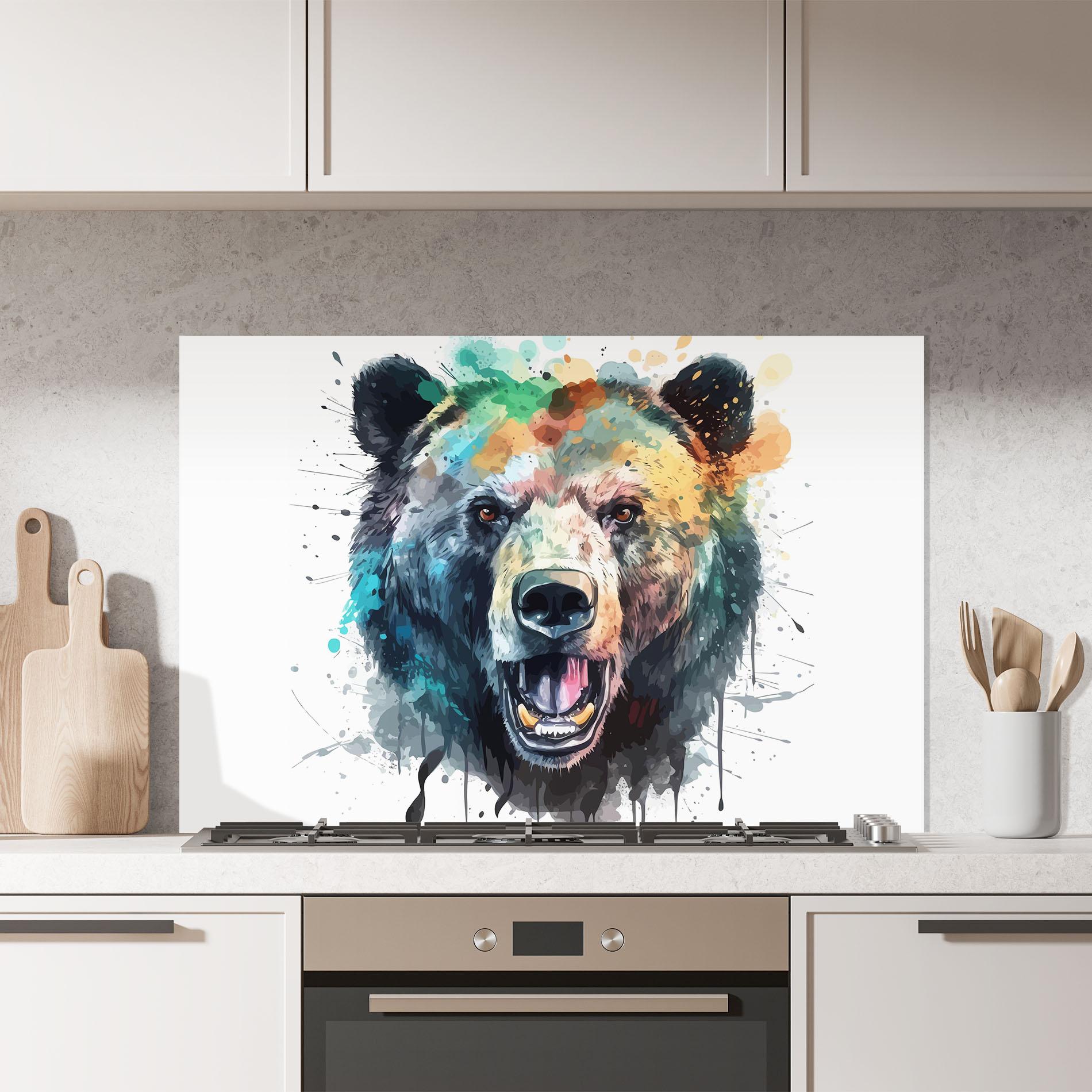 Küchenrückwand Glas Artistic Bear Head mockup 7