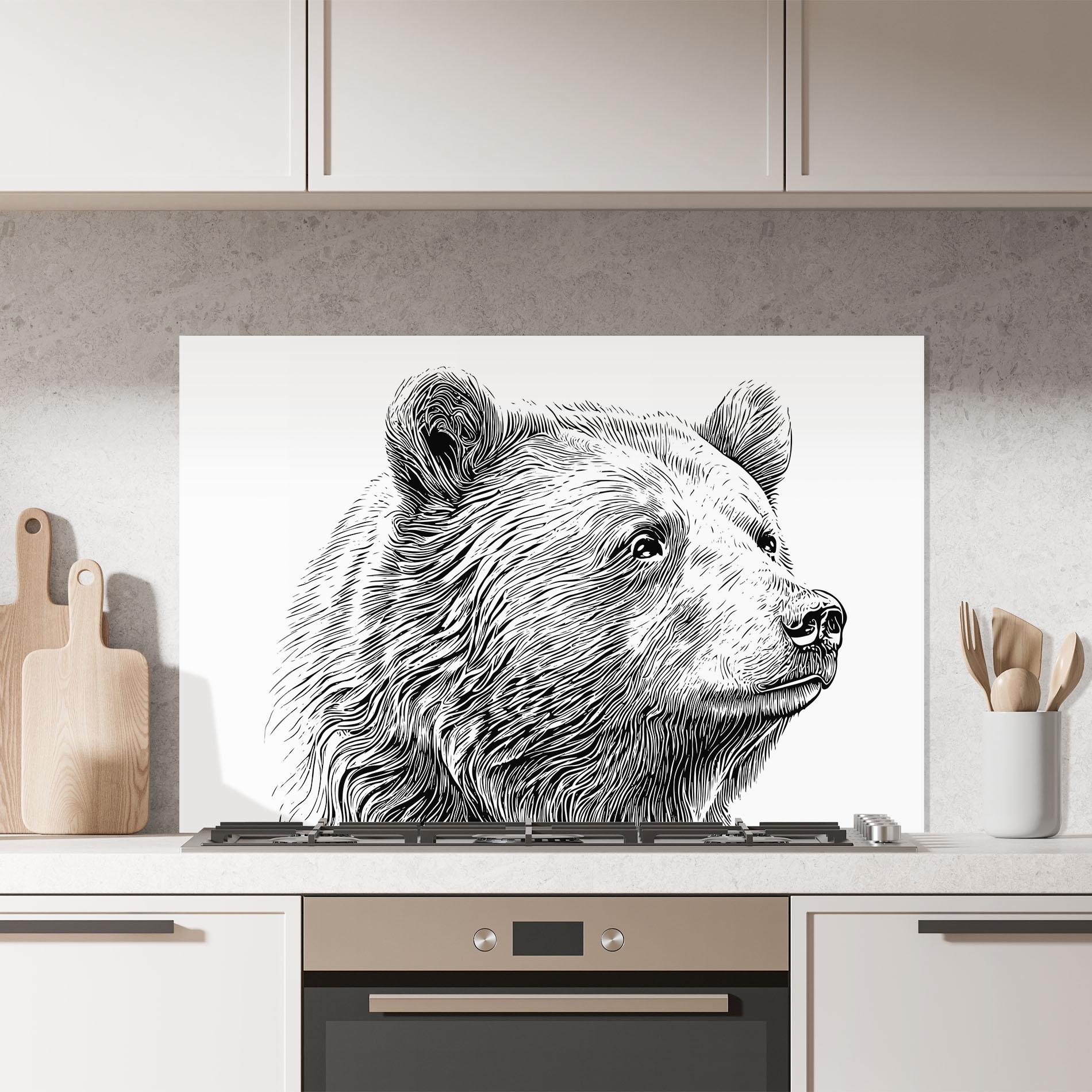 Küchenrückwand Glas Bear Portrait Line mockup 7