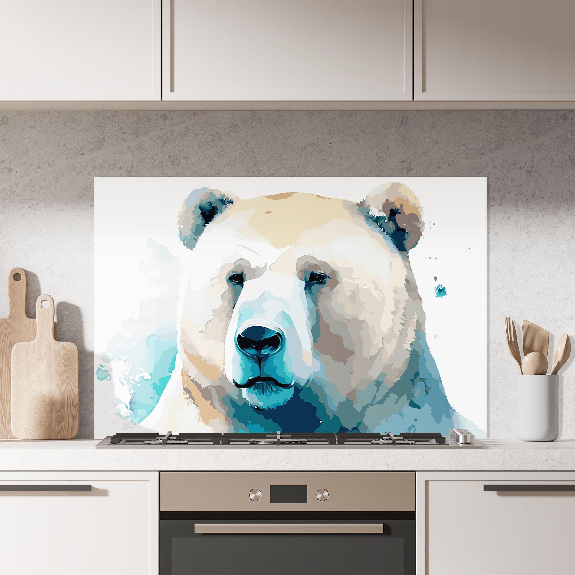 Küchenrückwand Glas Big Watercolor Bear mockup 7