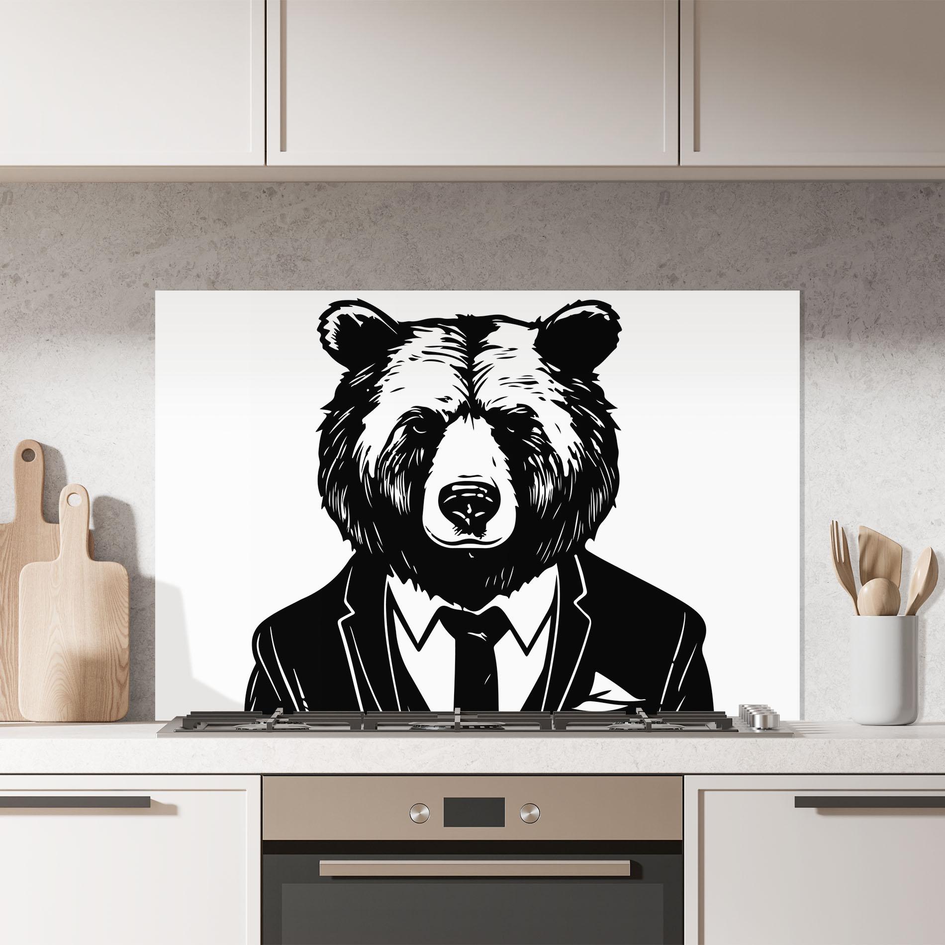 Küchenrückwand Glas Business Bear mockup 7