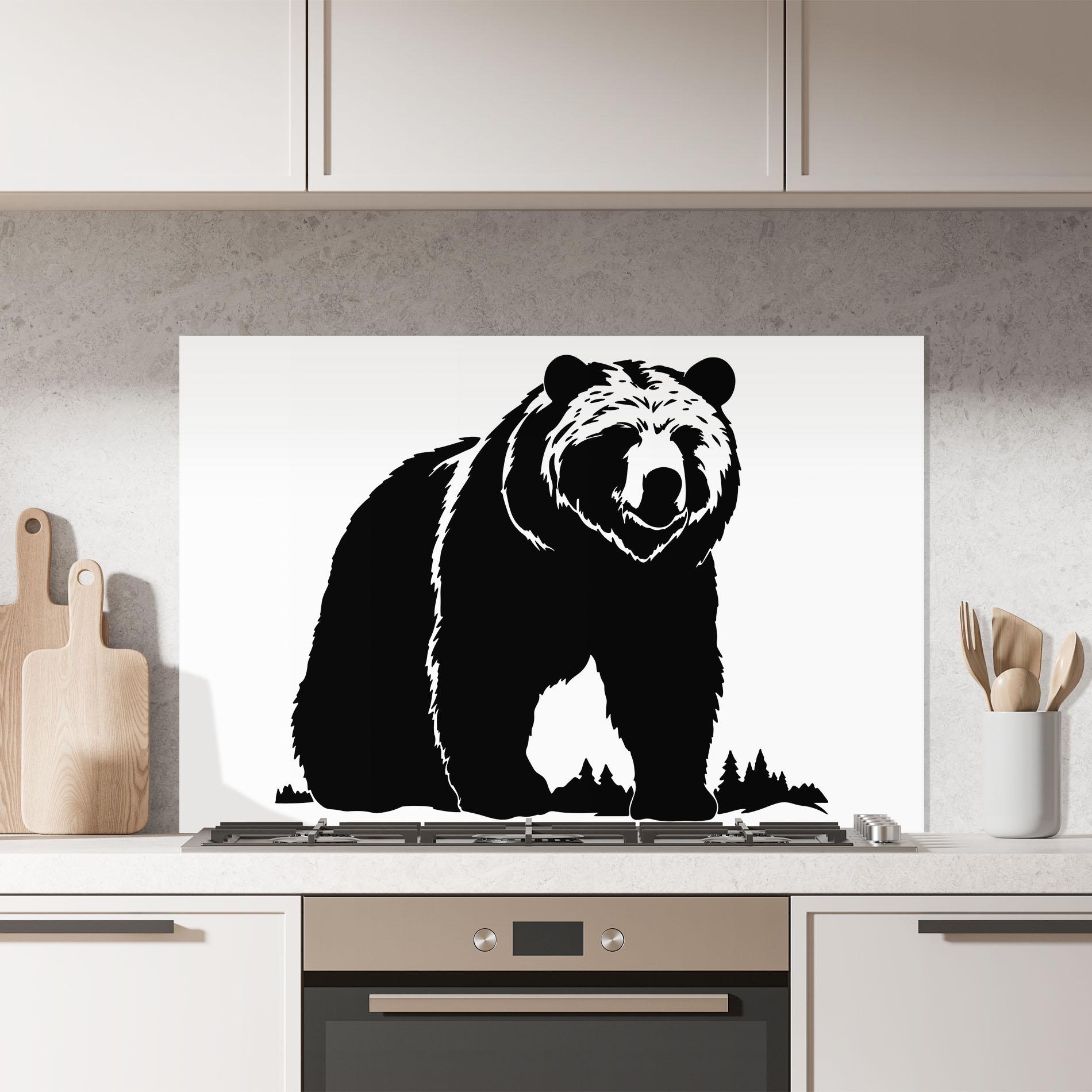 Küchenrückwand Glas Forest Bear Shape mockup 7