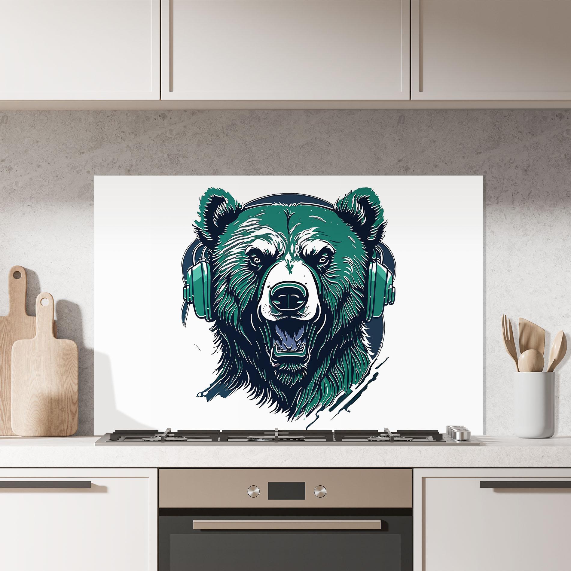 Küchenrückwand Glas Green Music Bear mockup 7
