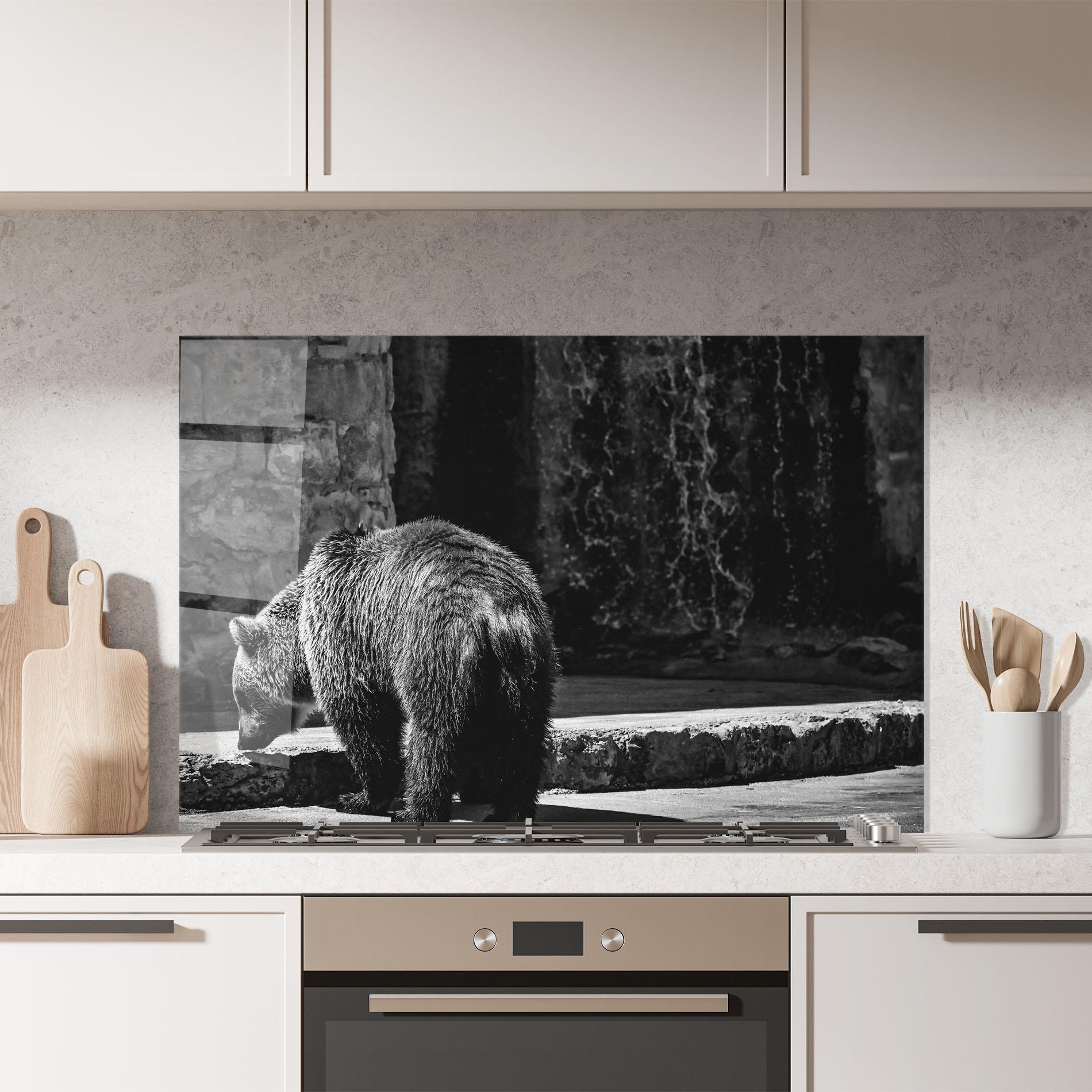 Küchenrückwand Glas Grey Bear mockup 7