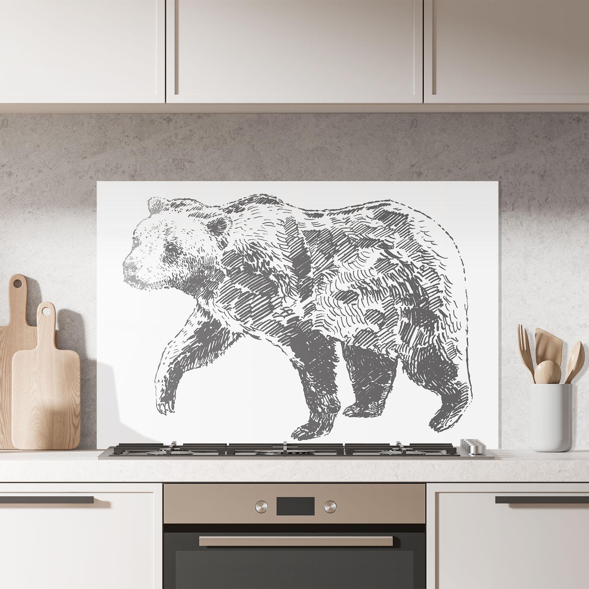 Küchenrückwand Glas Grizzly Shilouette mockup 7