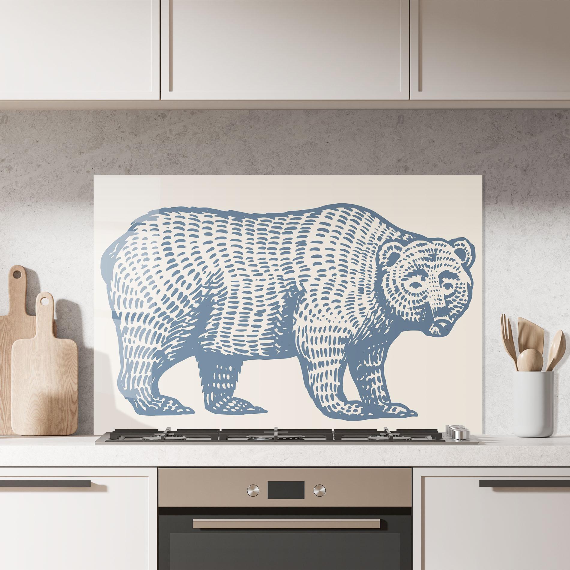 Küchenrückwand Glas Minimalist Blue Bear mockup 7