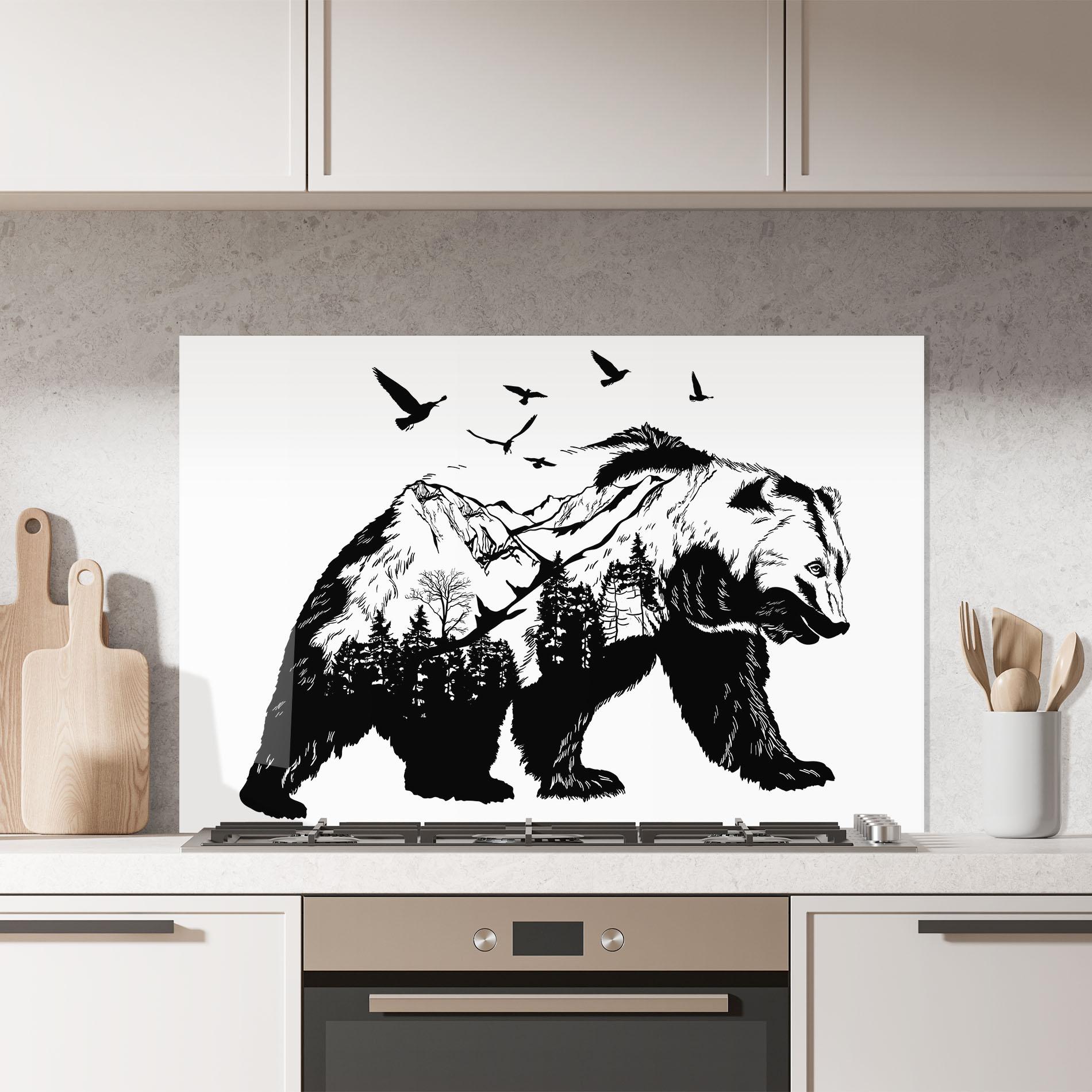 Küchenrückwand Glas Mountain Bear mockup 7