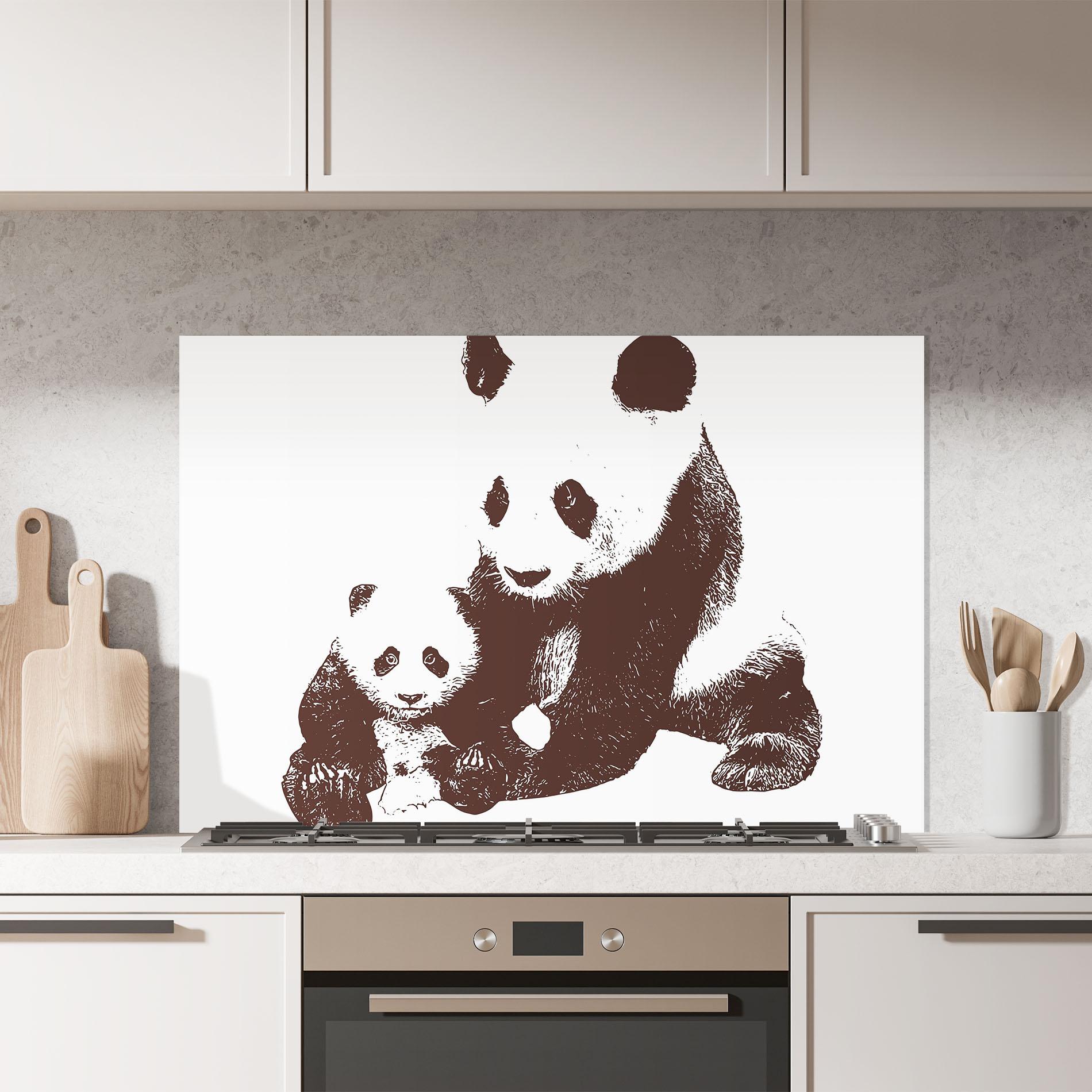 Küchenrückwand Glas Panda Art Family mockup 7