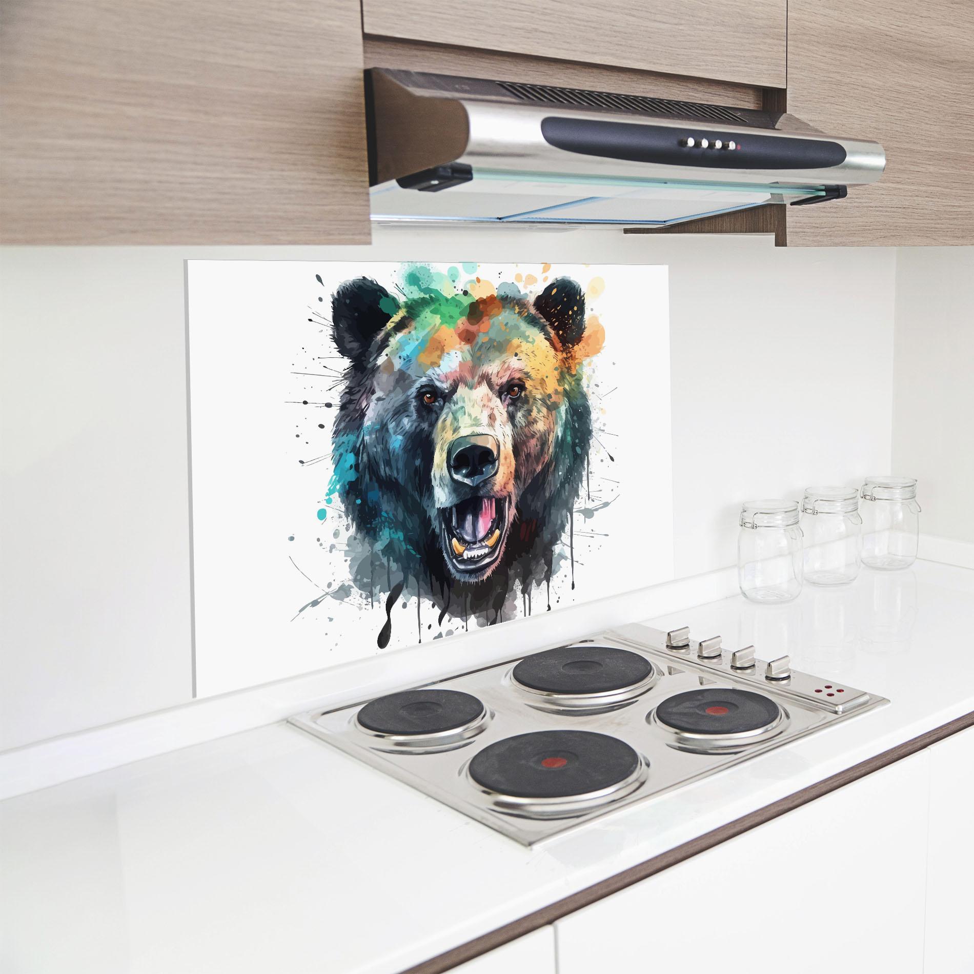 Küchenrückwand Glas Artistic Bear Head mockup 8
