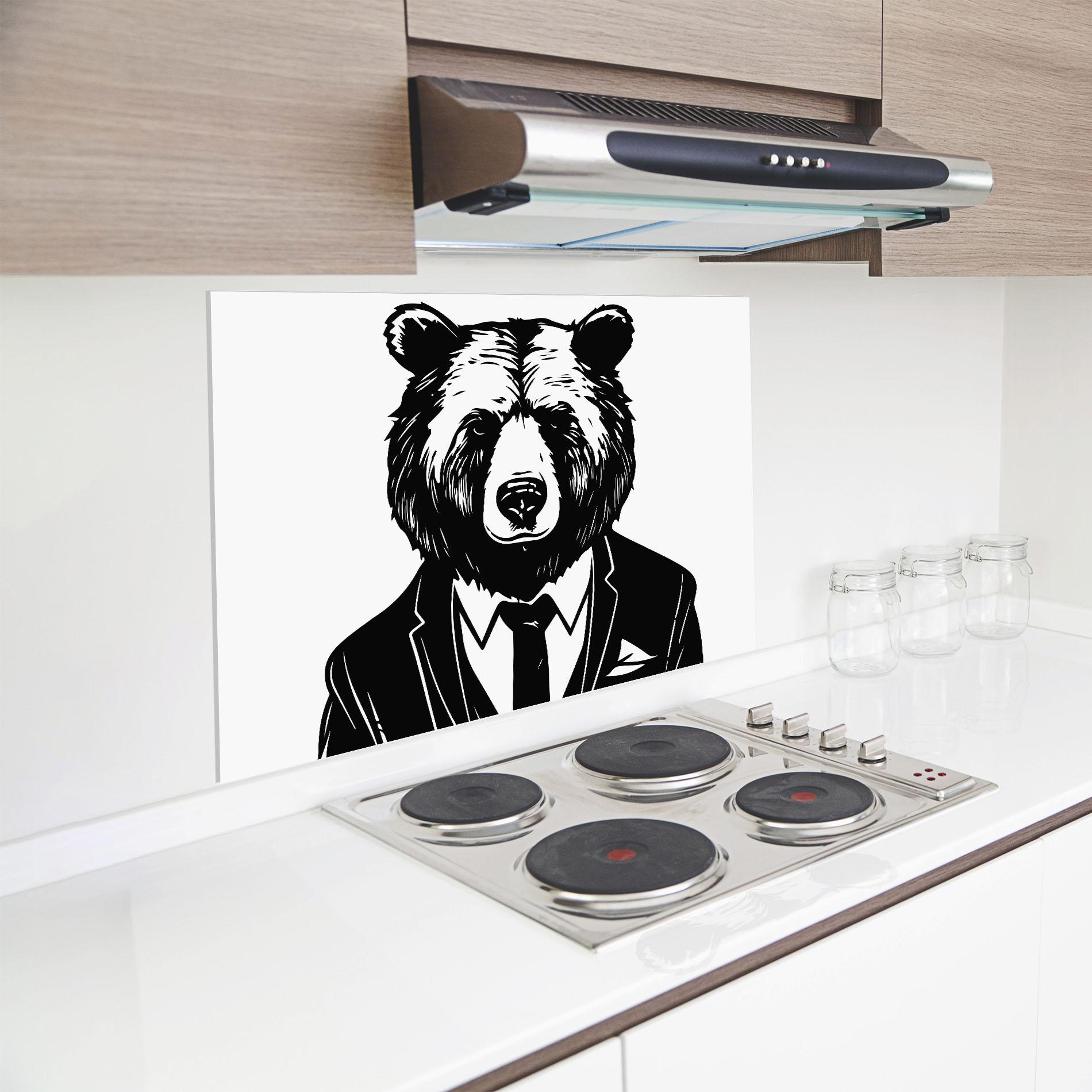 Küchenrückwand Glas Business Bear mockup 8
