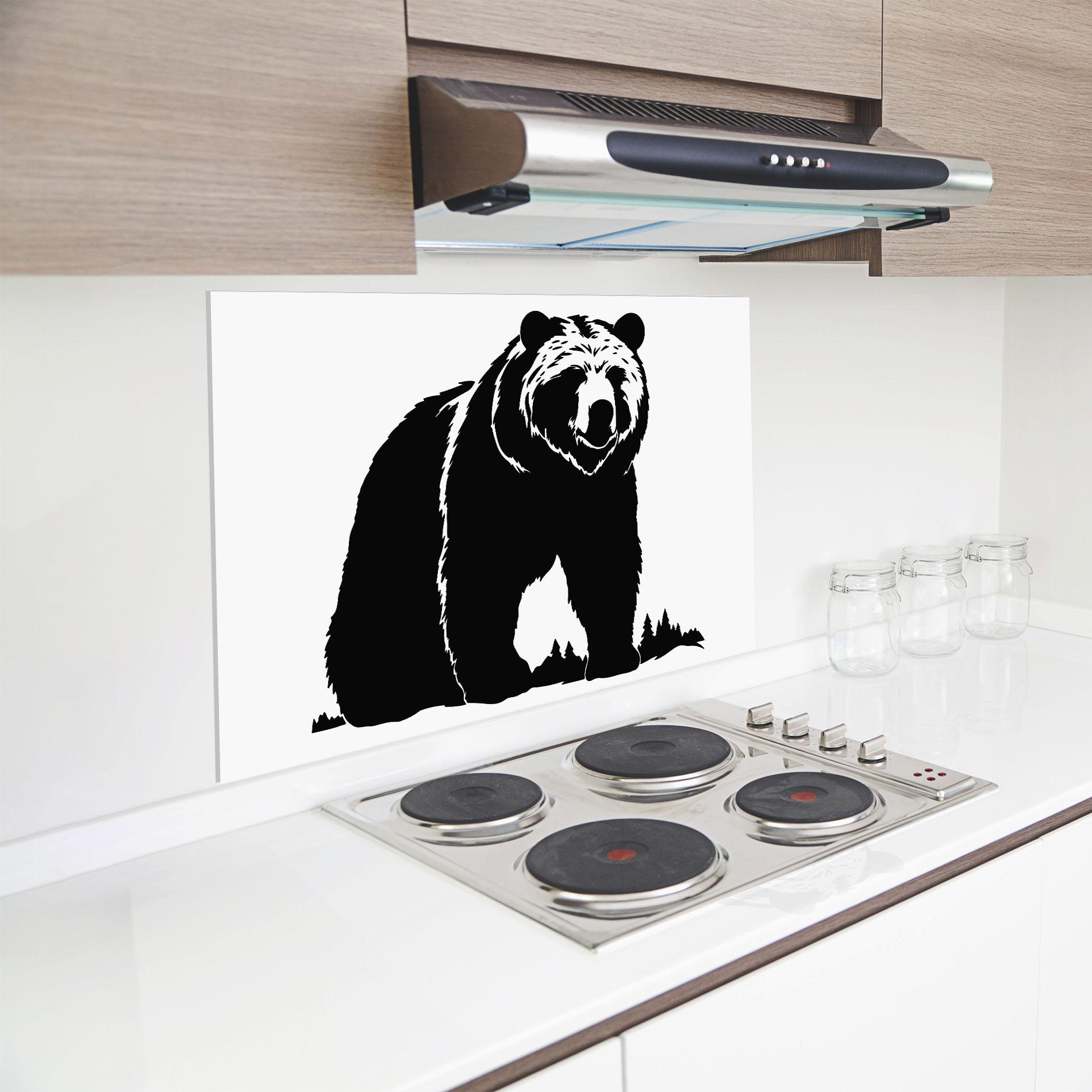 Küchenrückwand Glas Forest Bear Shape mockup 8