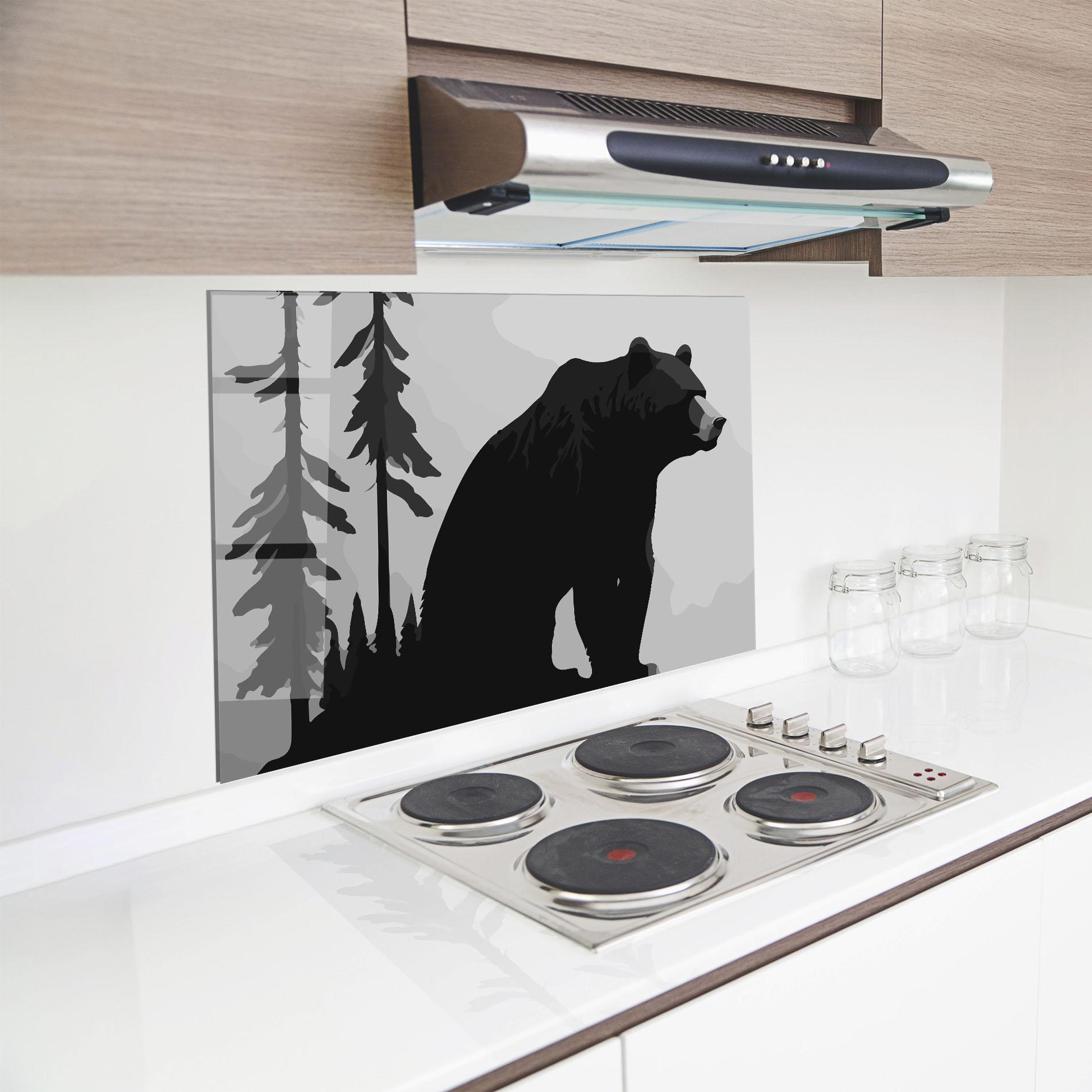 Küchenrückwand Glas Forest Bear mockup 8
