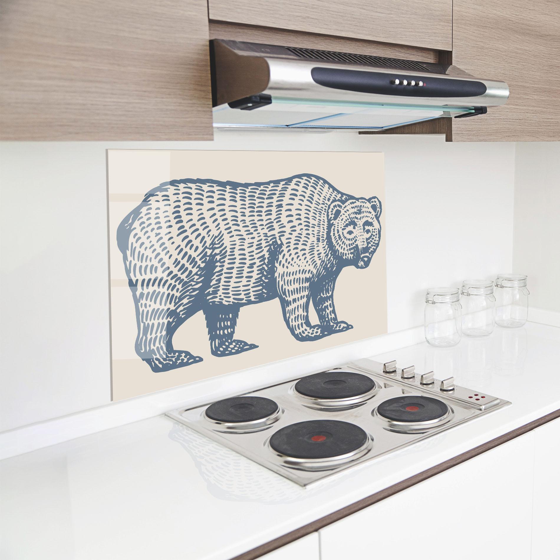 Küchenrückwand Glas Minimalist Blue Bear mockup 8