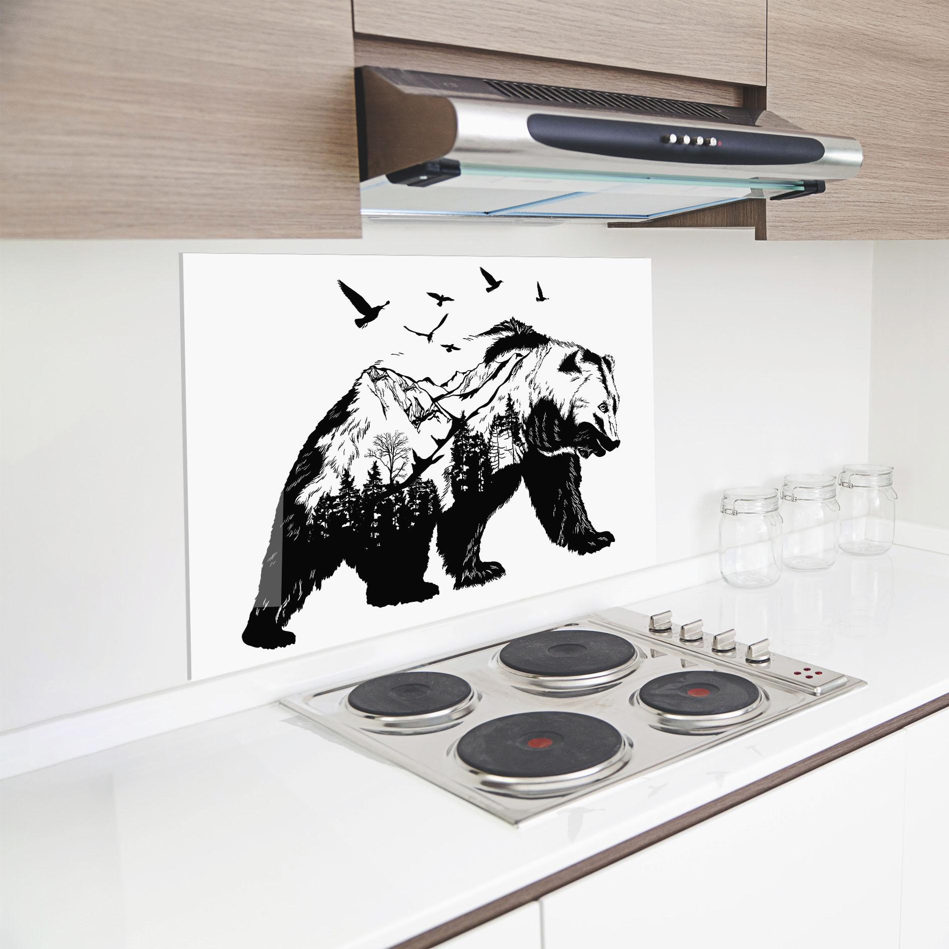 Küchenrückwand Glas Mountain Bear mockup 8
