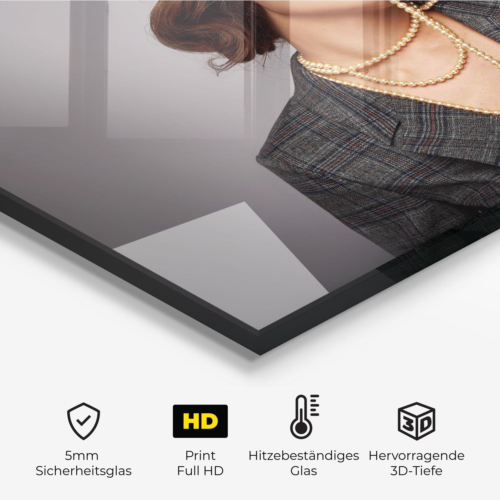 Küchenrückwand Glas Gold Pearls mockup 2