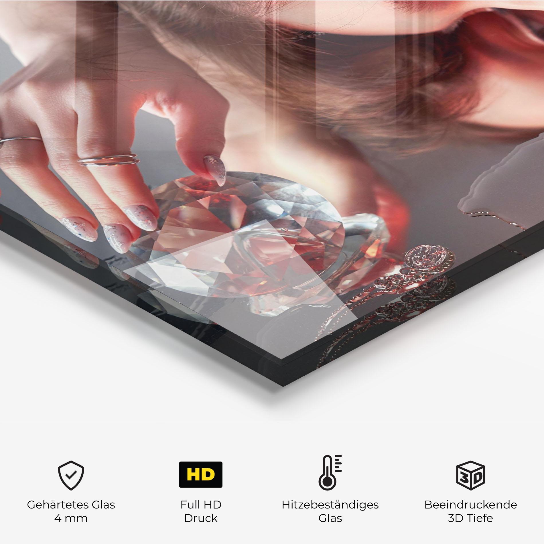 Küchenrückwand Glas Big Diamond Hand mockup 2