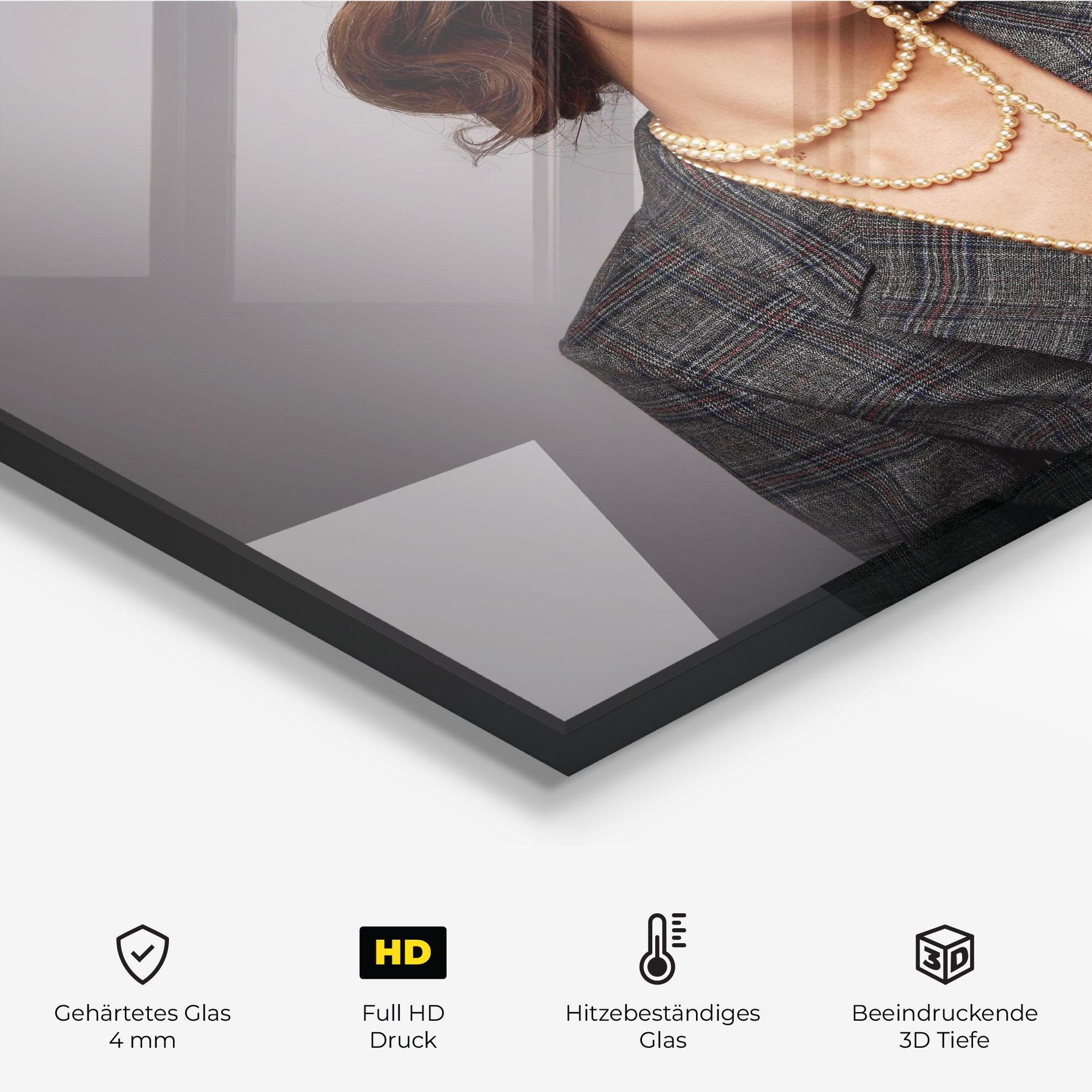 Küchenrückwand Glas Gold Pearls mockup 2