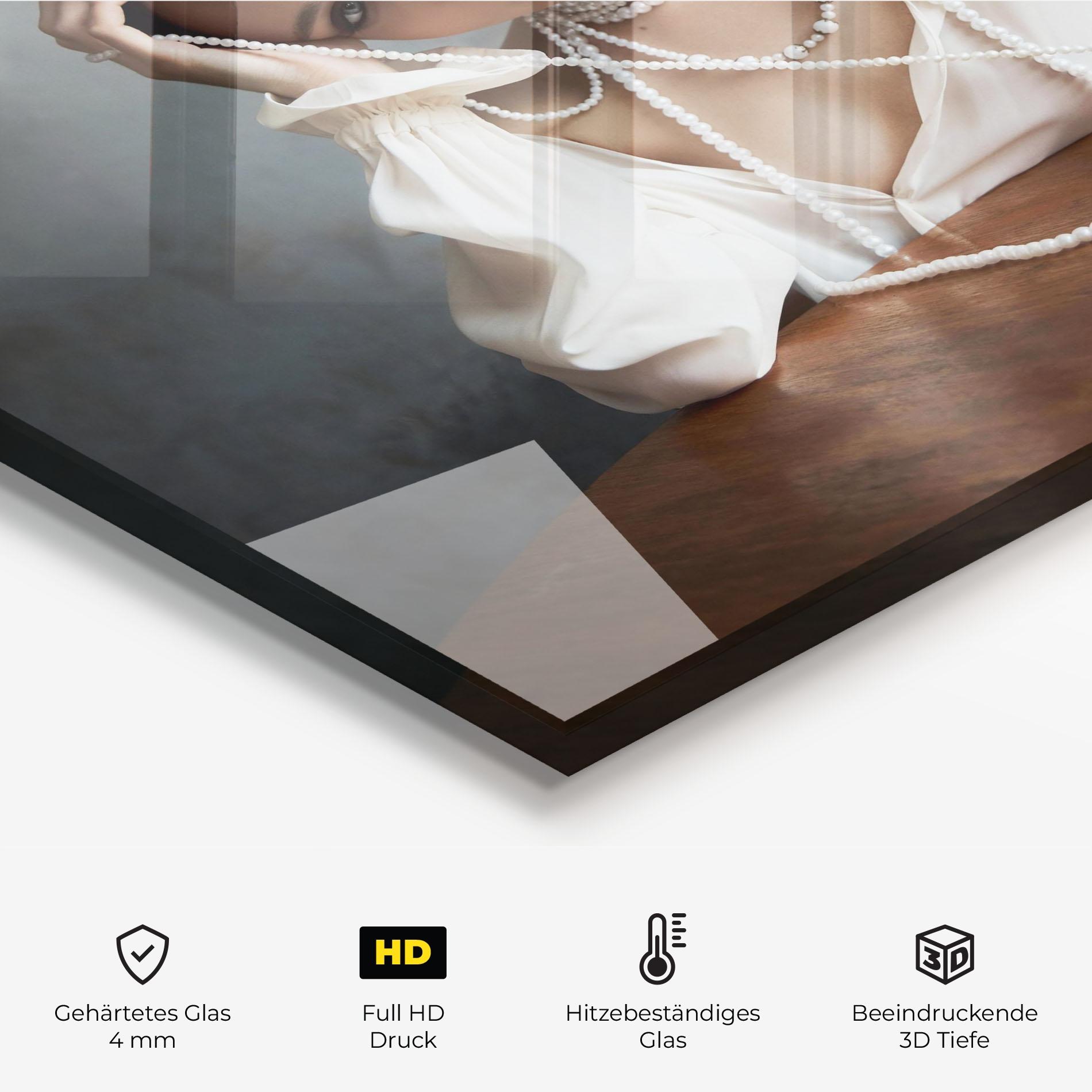 Küchenrückwand Glas White Pearl Beads mockup 2