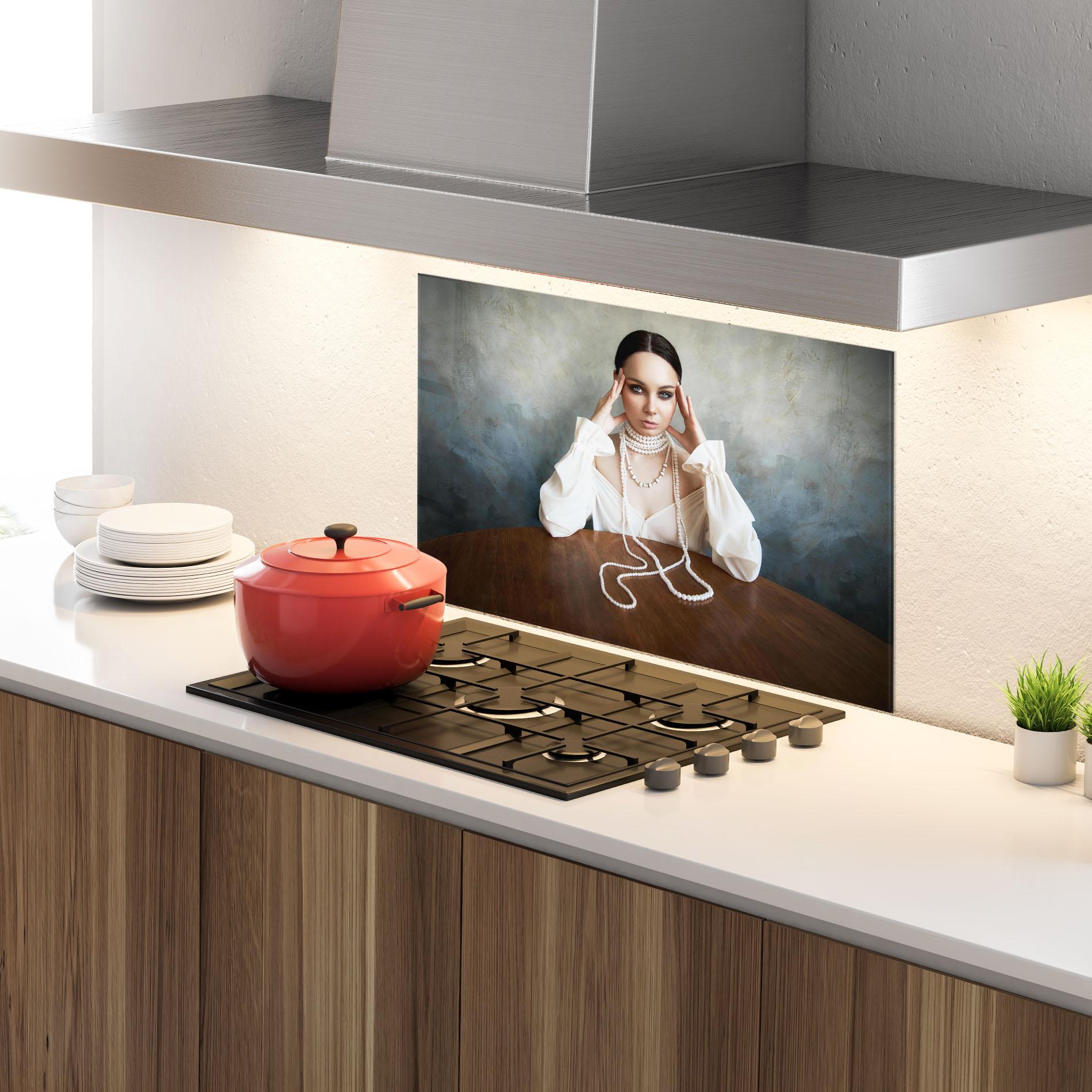 Küchenrückwand Glas Boho Clothing Necklace mockup 4